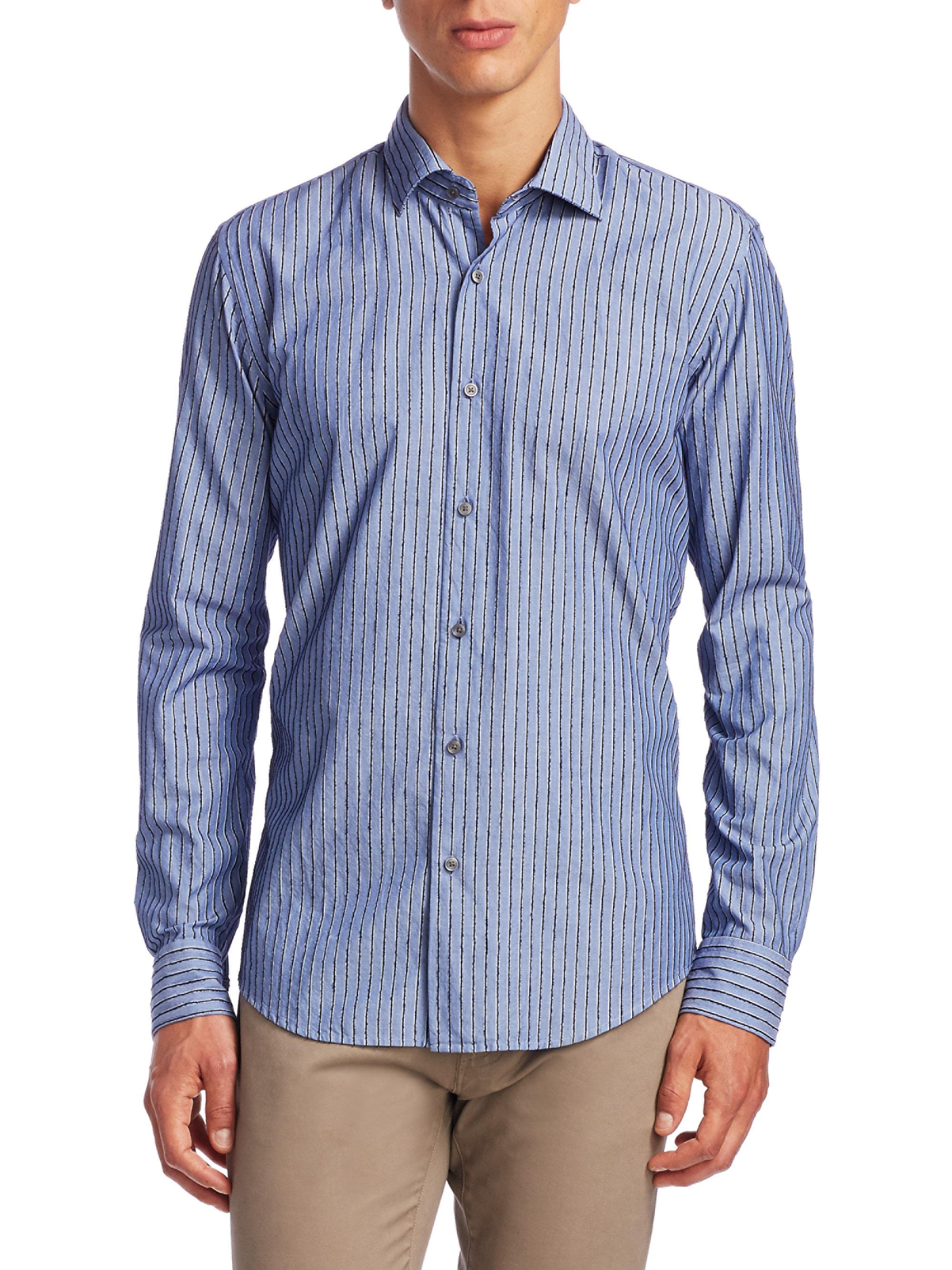 Lyst - Saks Fifth Avenue Collection Stripes Cotton Button-down Shirt in ...