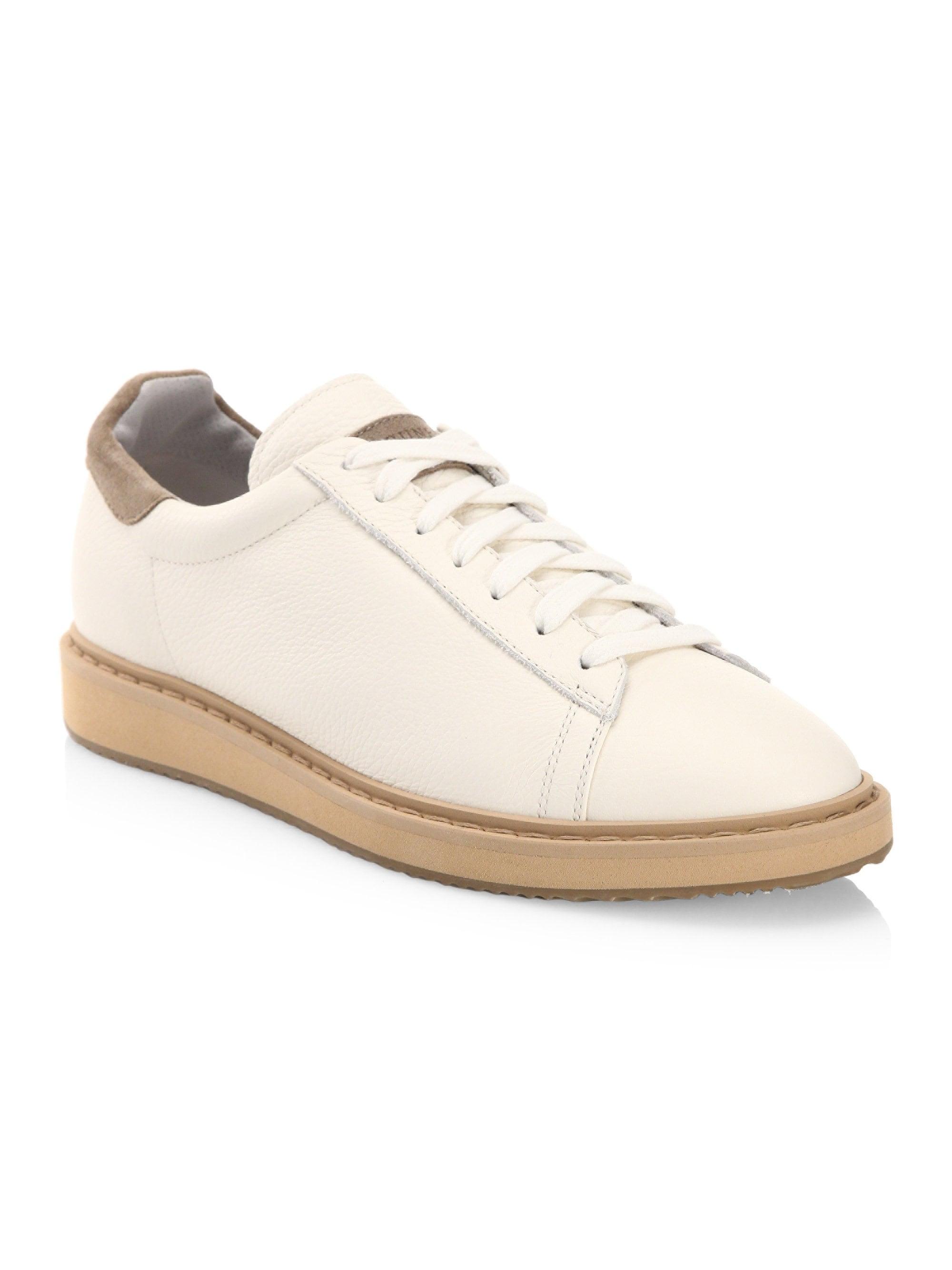 Lyst - Brunello Cucinelli Men's Leather Low-top Sneakers - Light Brown ...