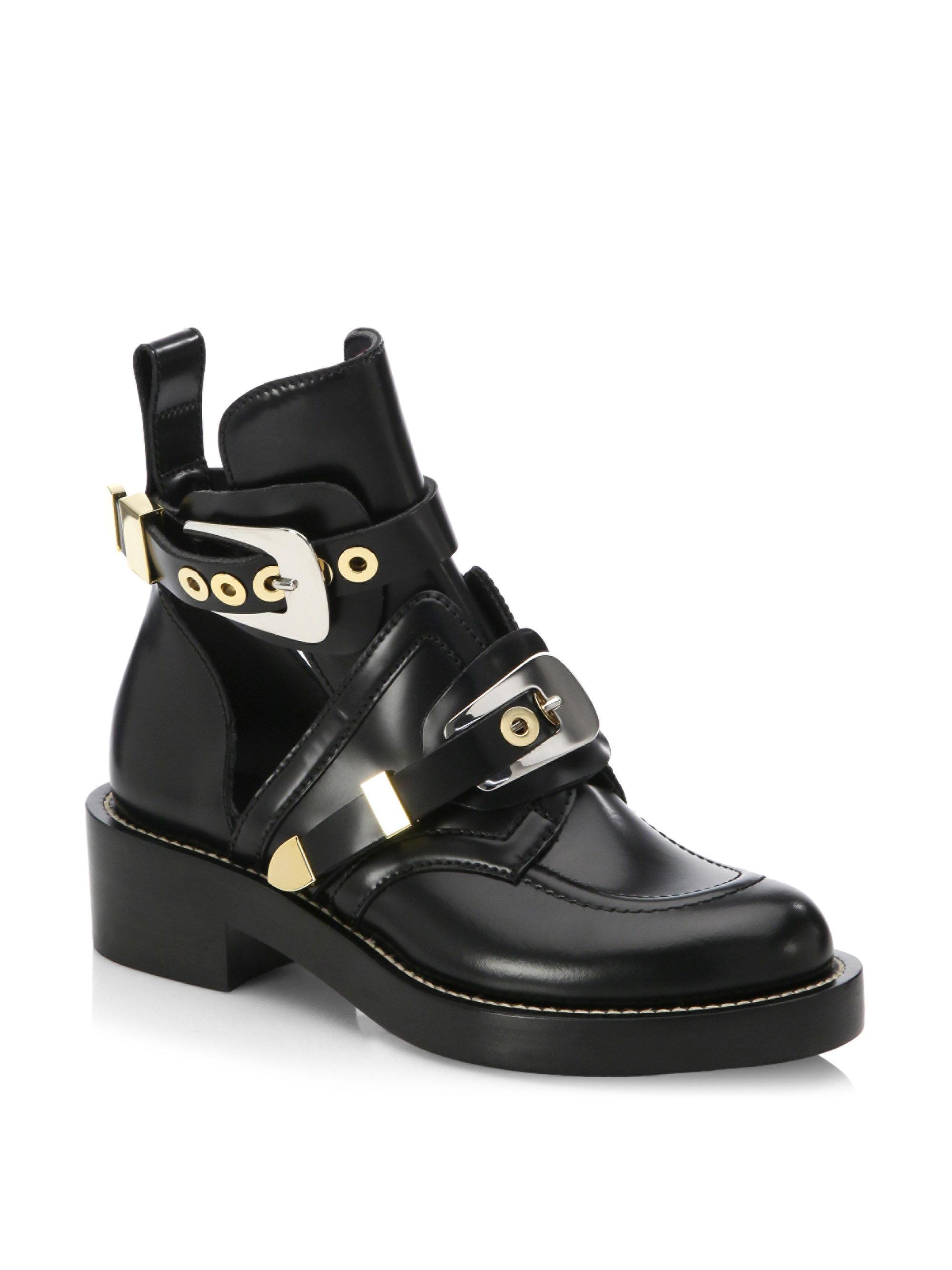 Lyst - Balenciaga Cutout Leather Creeper Boots in Black - Save 66% Balenciaga. Women's Black Cutout Leather Creeper Boots