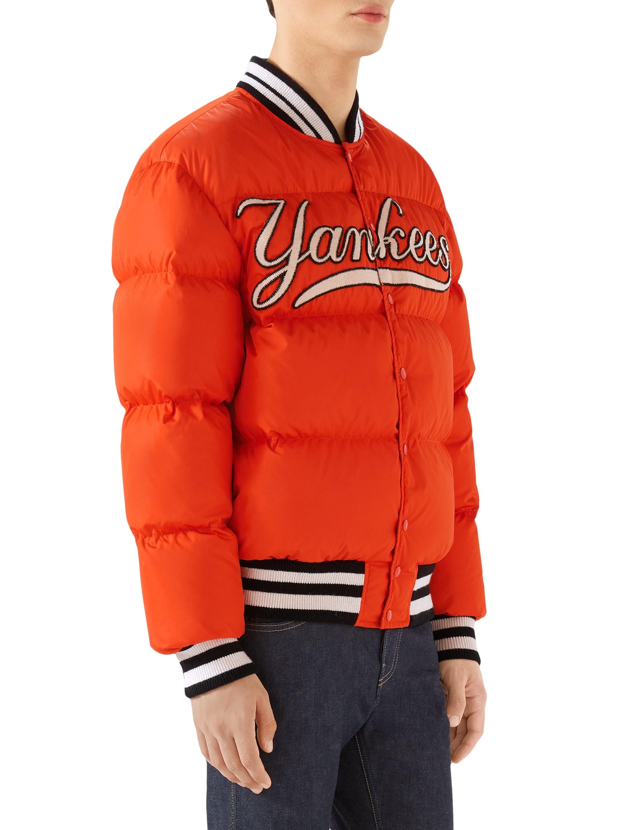 Gucci Men's Bomber Jacket With Ny Yankeestm Patch in Yellow & Orange ...