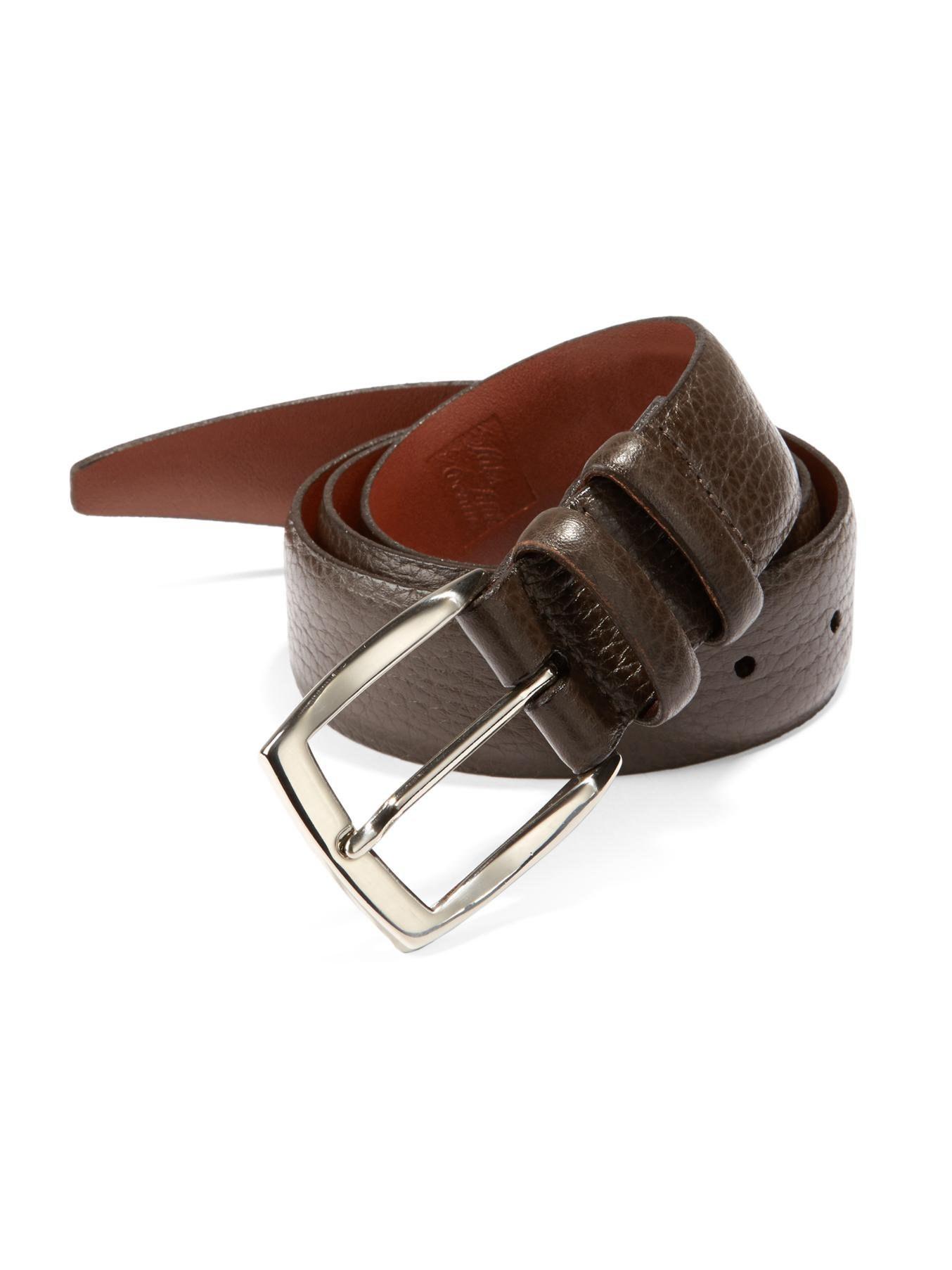 Lyst - Saks Fifth Avenue Tumbled Leather Belt in Brown for Men