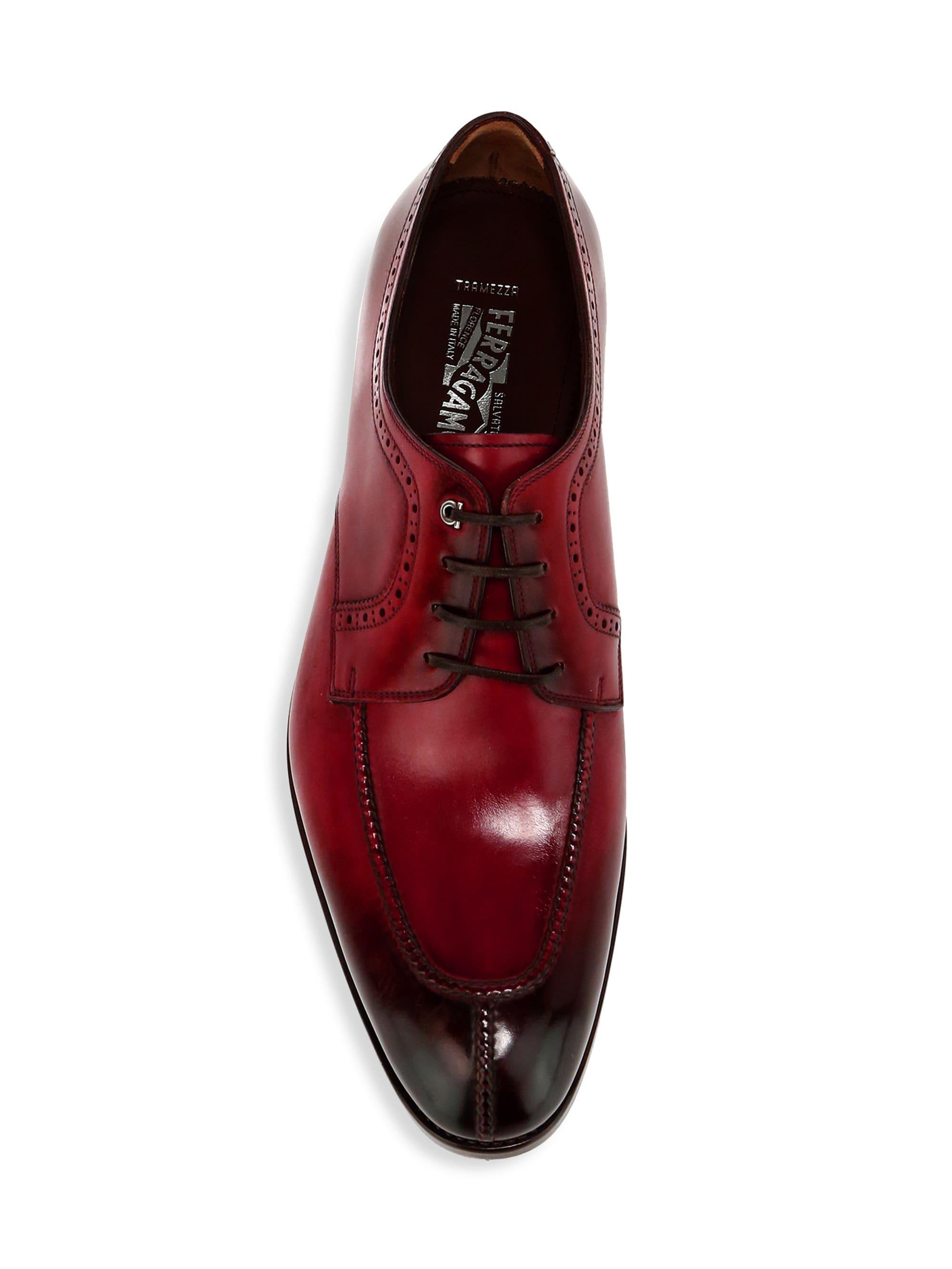 Ferragamo Tullo Lace Up Leather Dress Shoes In Red For Men Lyst   Ferragamo Rouge Mens Tullo Lace Up Leather Dress Shoes Rouge 