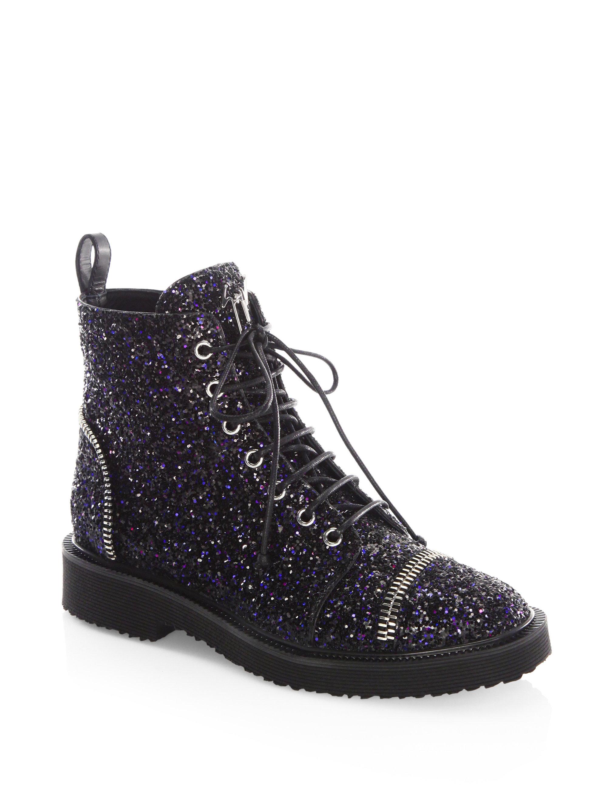 combat boots glitter
