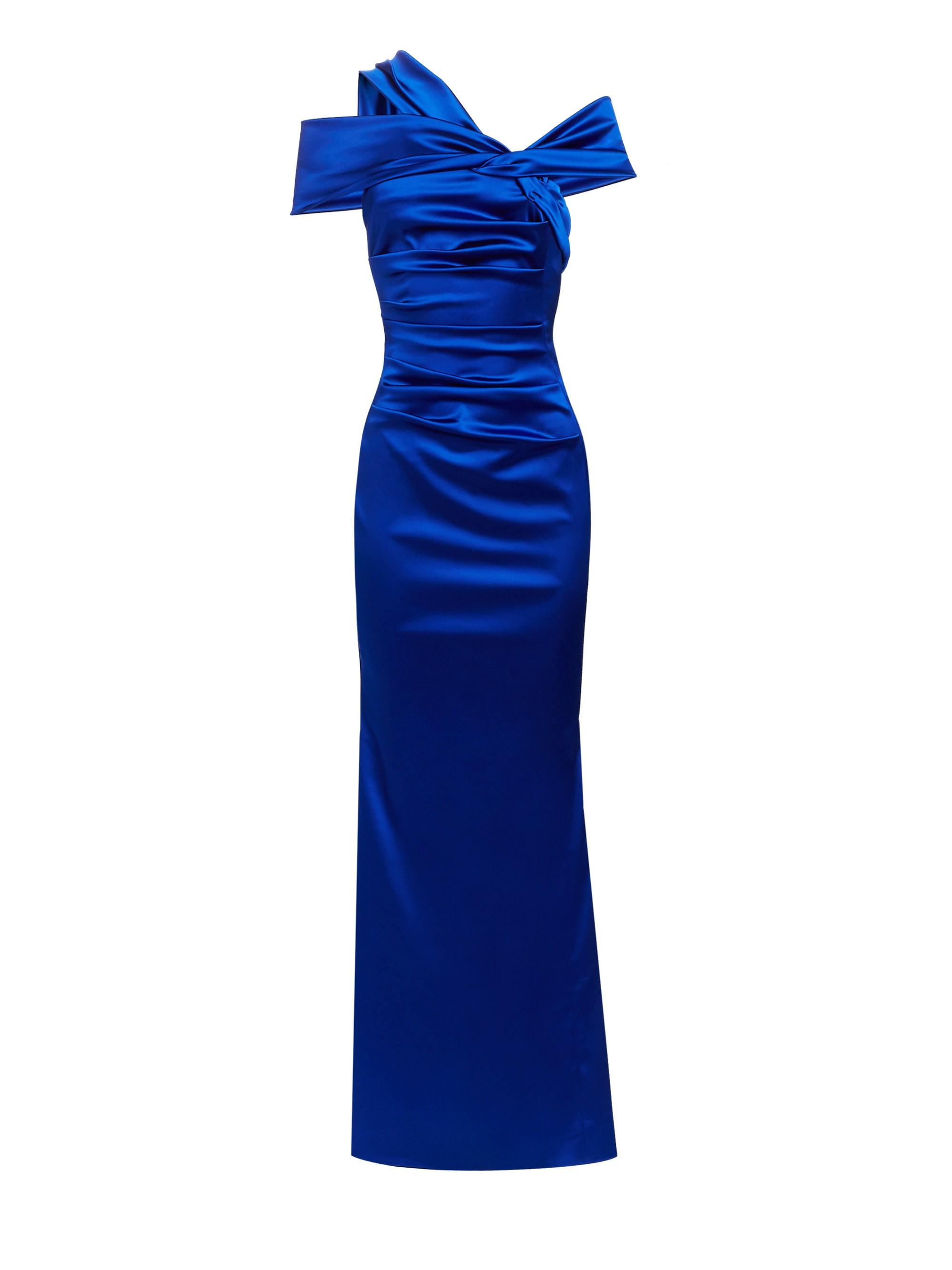 Lyst - Talbot Runhof Women's Duchesse Stretch Satin One-shoulder Column ...