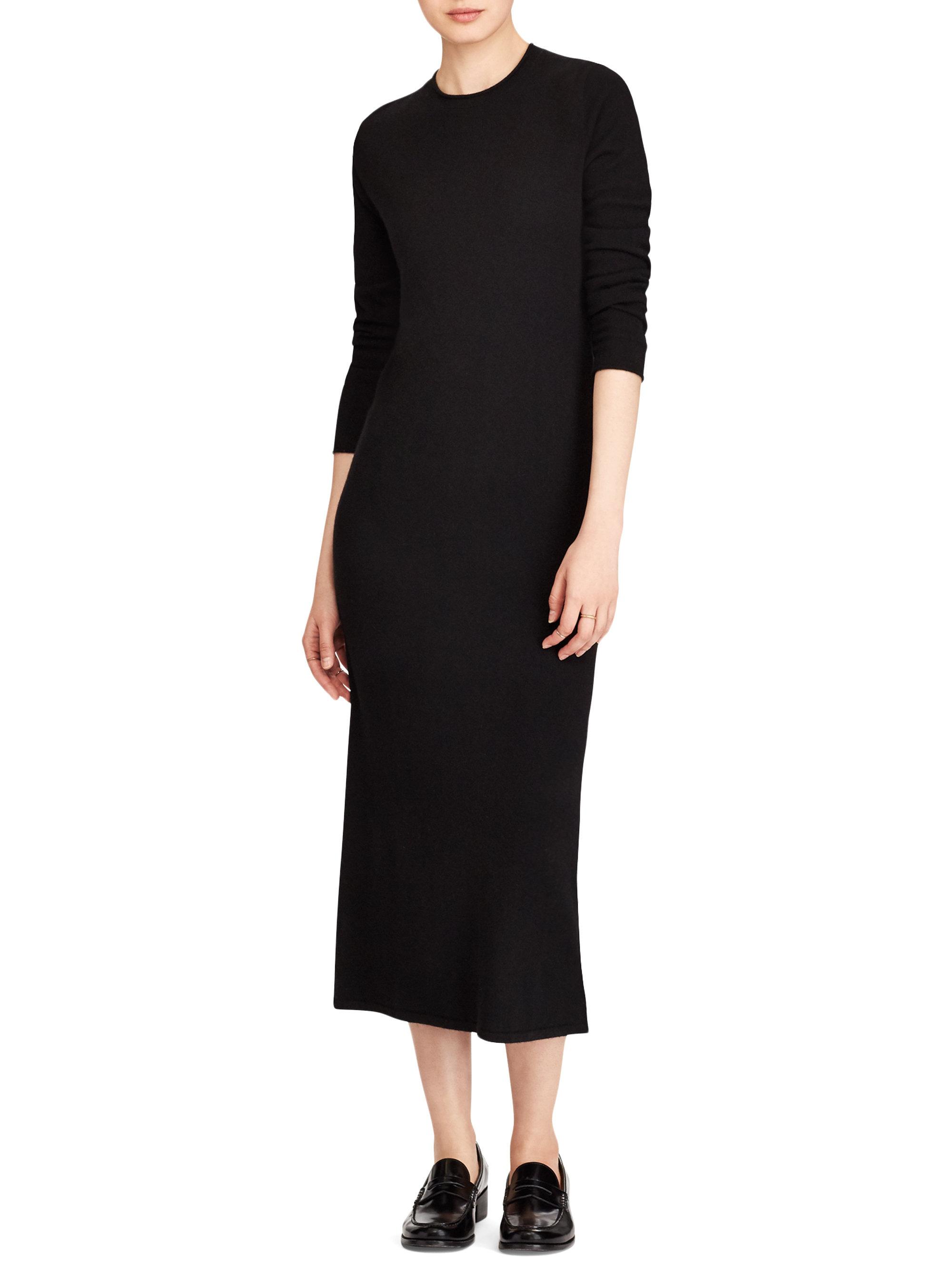 Lyst - Polo Ralph Lauren Long Cashmere Dress in Black