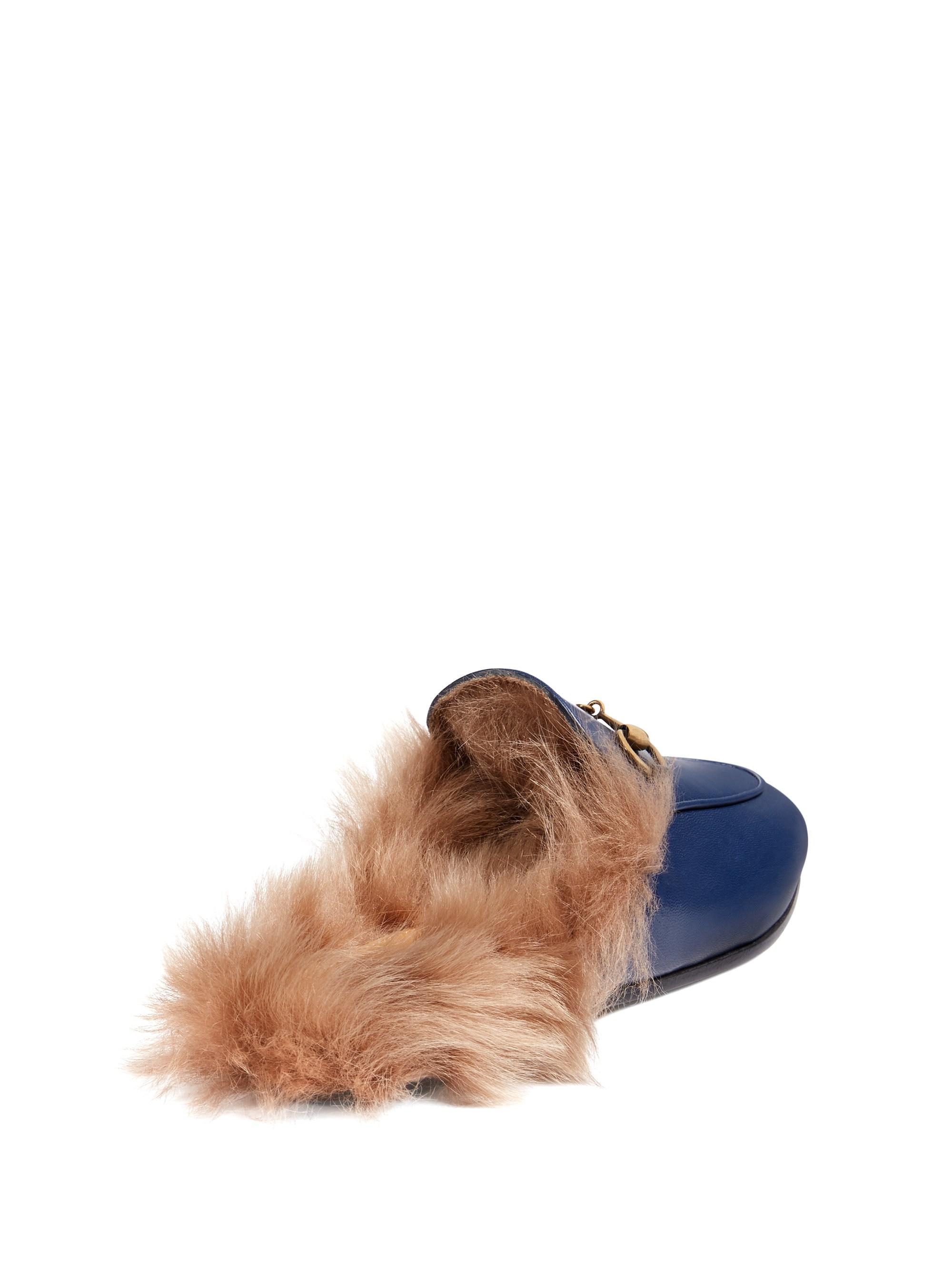 fur gucci princetown loafers