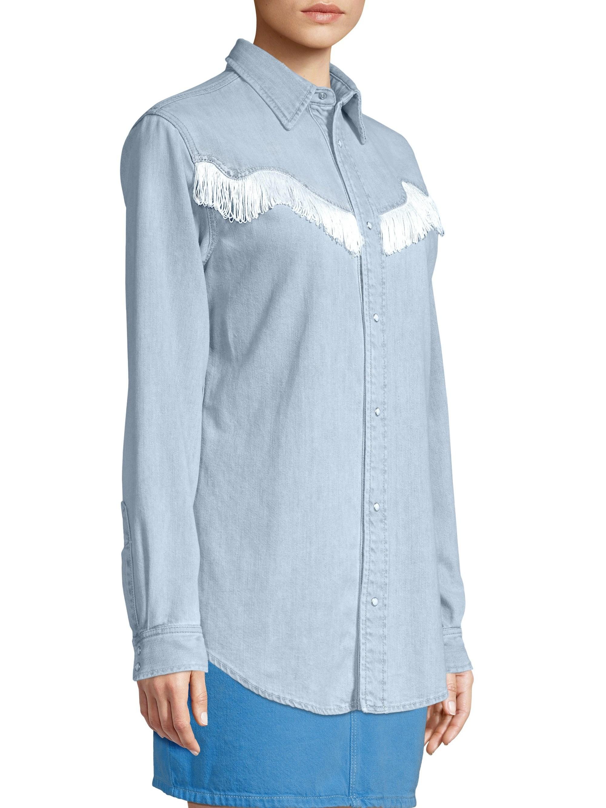 ganni denim shirt dress