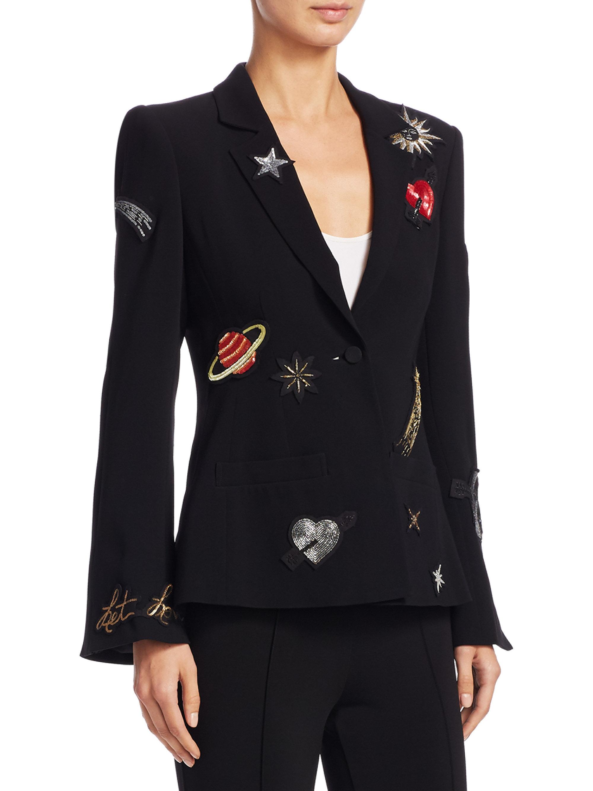 Lyst - Cinq À Sept Rumi Embroidered Blazer in Black