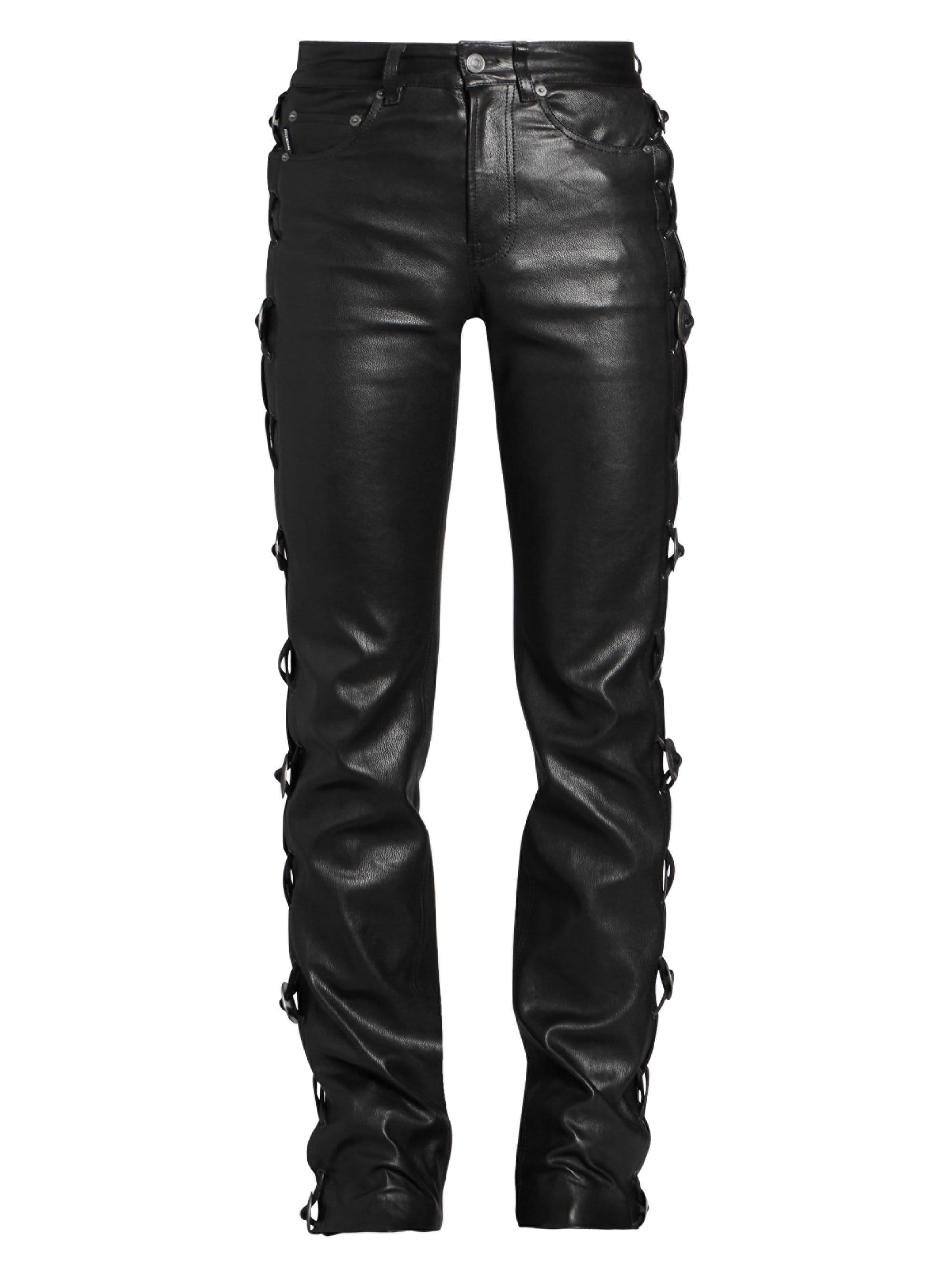 Lyst - Balenciaga Men's Conchos Laced Leather Skinny Pants - Black in ...