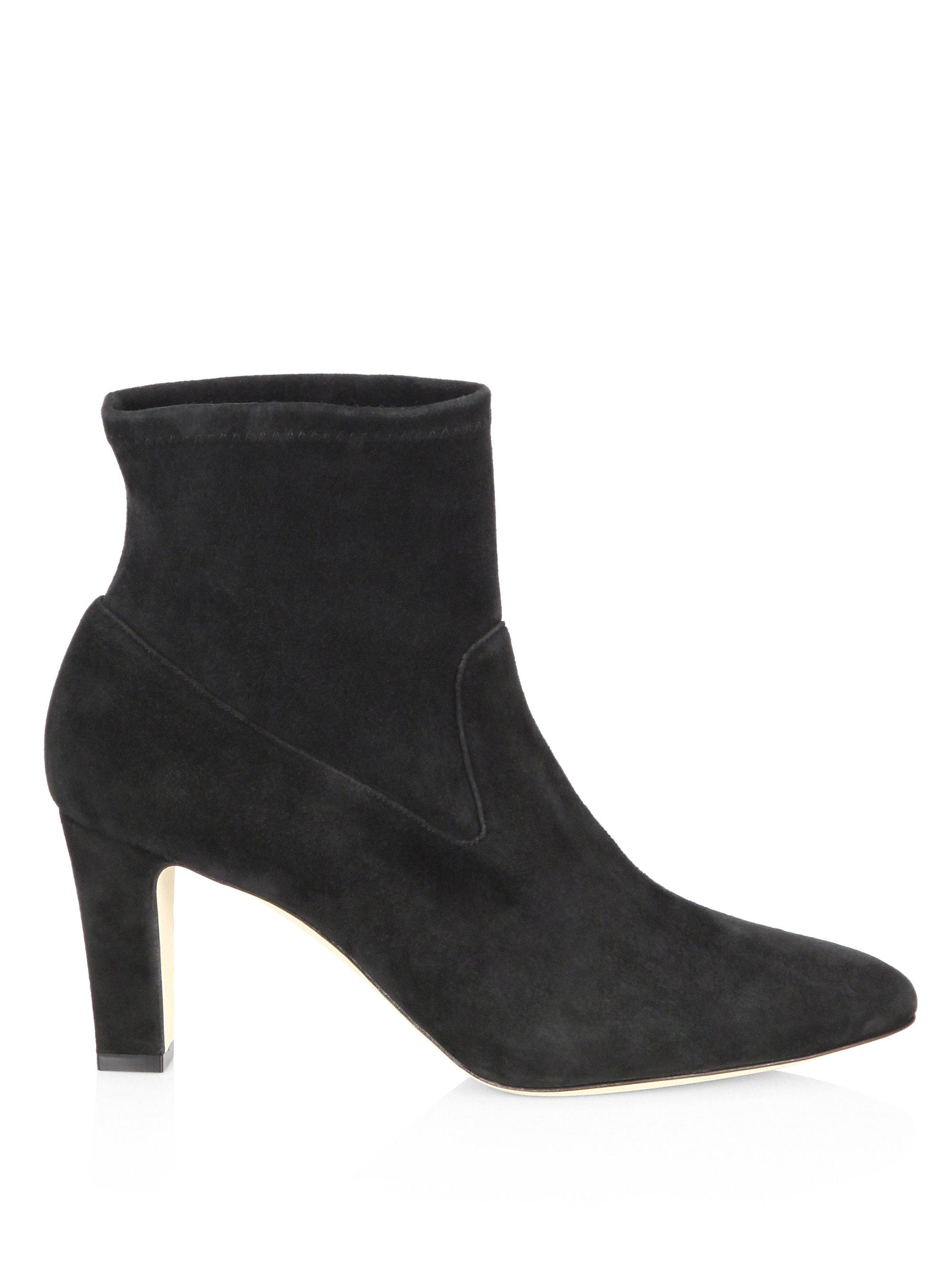black stretch booties low heel