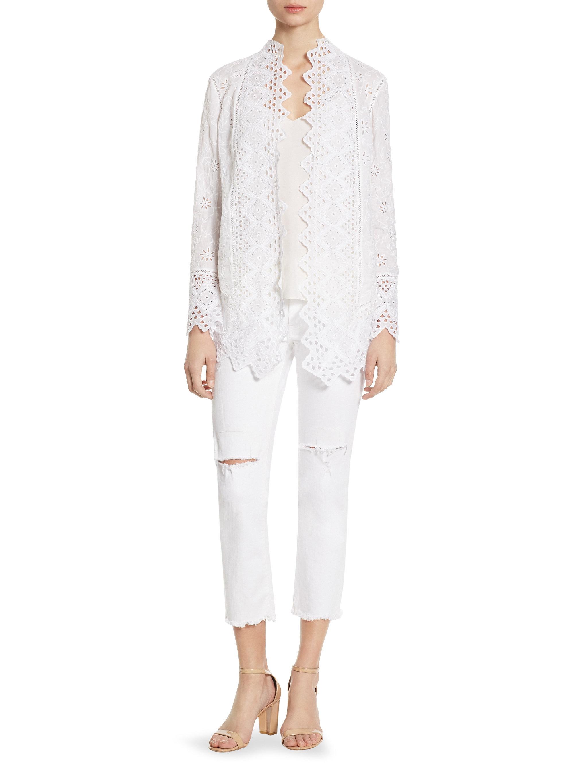 Lyst Polo Ralph Lauren Eyelet Embroidered Cotton Jacket In White   Polo Ralph Lauren White Eyelet Embroidered Cotton Jacket 