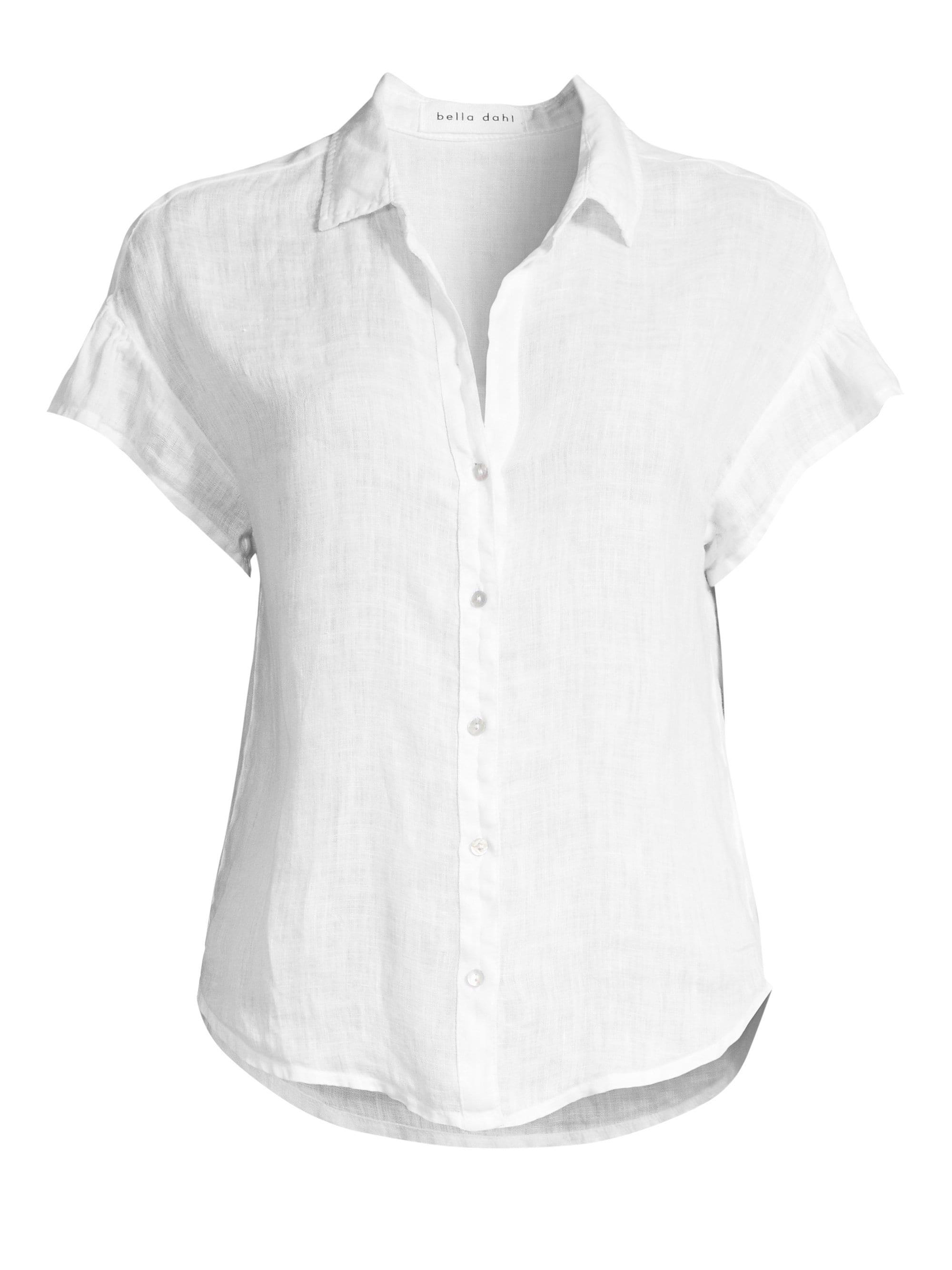 Bella Dahl Ruffled Short Sleeve Linen Blouse in White Lyst