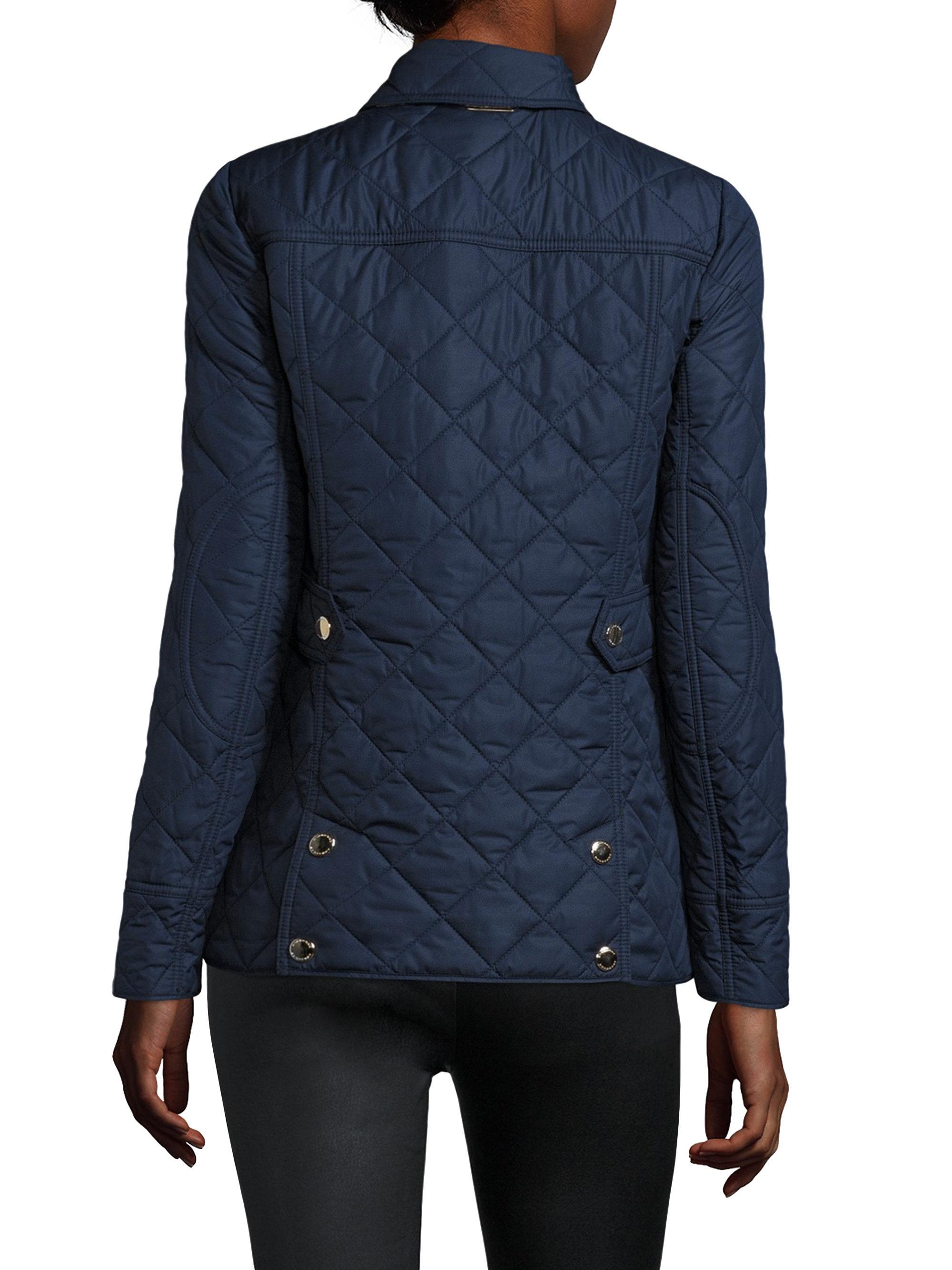 Lyst Burberry Quilted Snap Button Jacket  in Blue