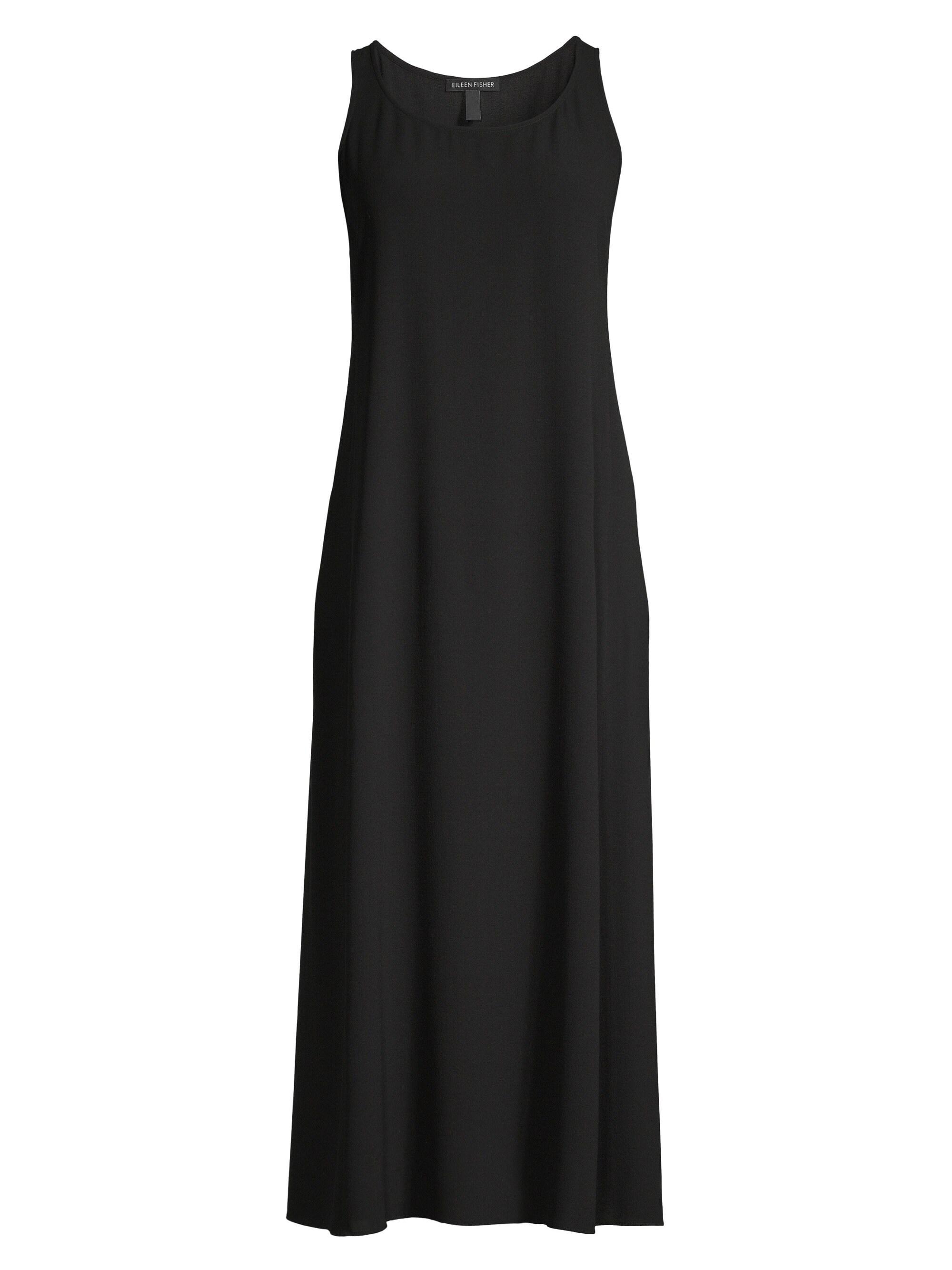 Eileen Fisher Silk Midi Dress in Black - Lyst