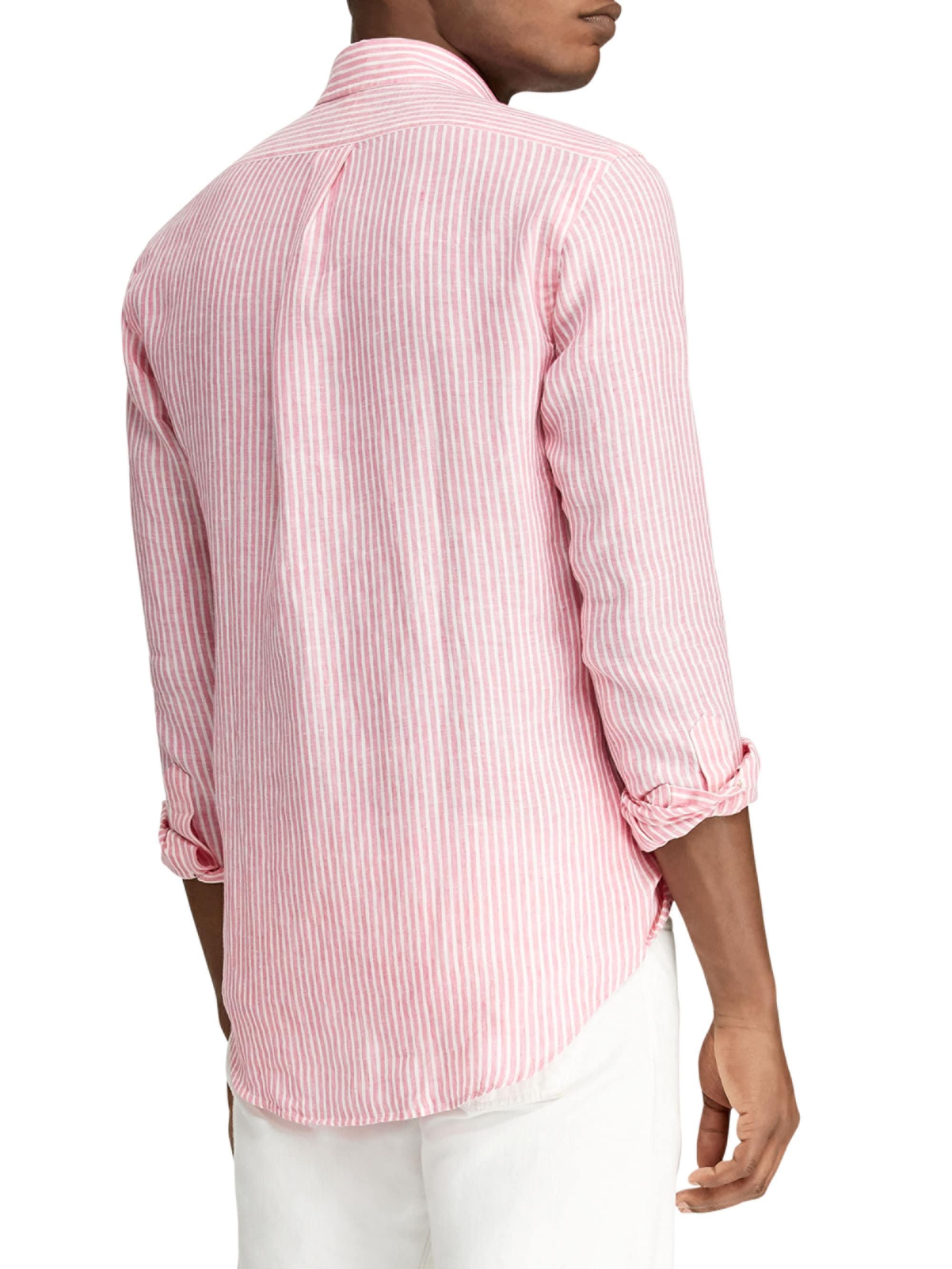 mens pale pink linen shirt