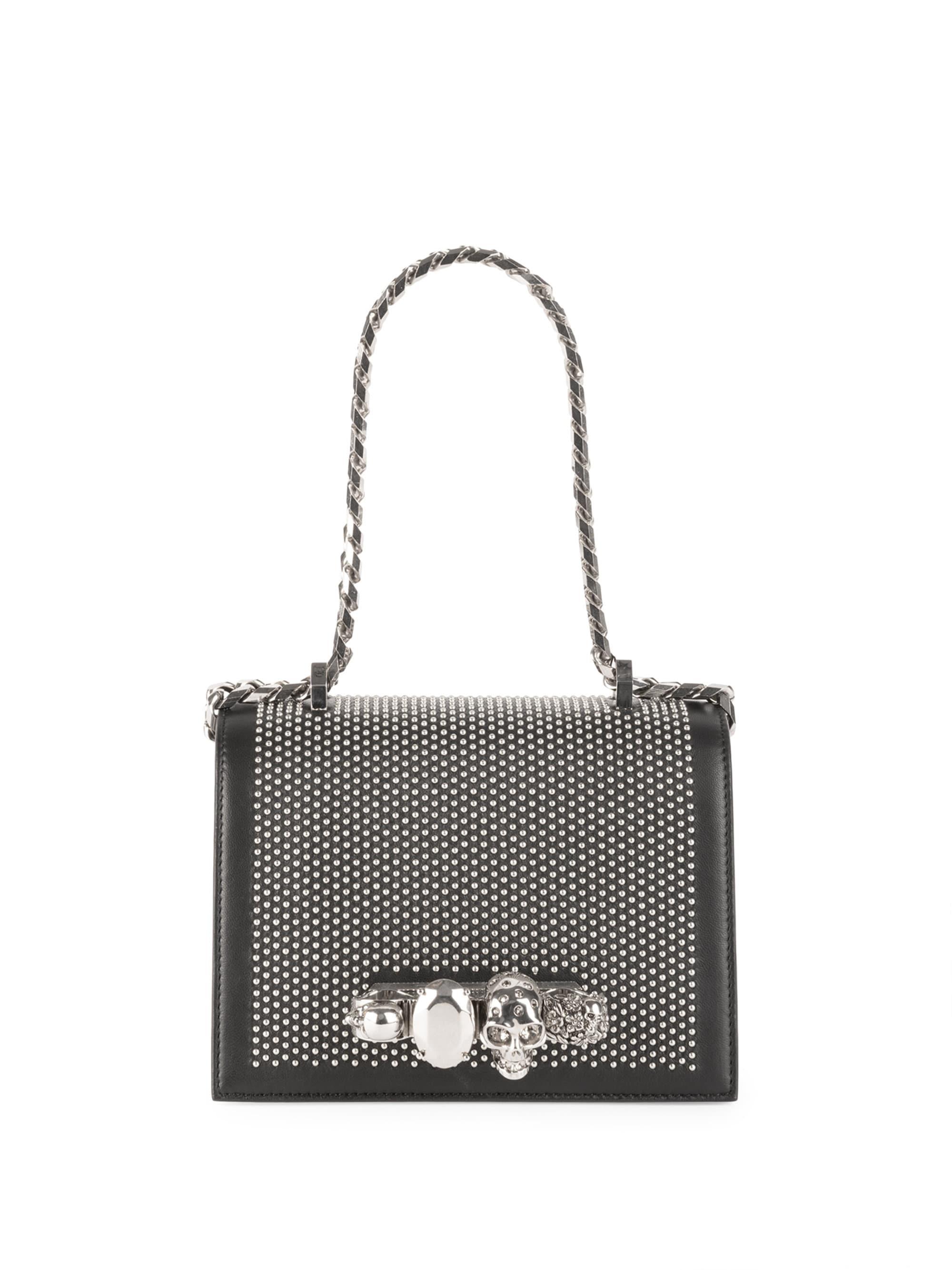 Lyst Alexander Mcqueen Small Jeweled Leather Satchel In Black Alexander Mcqueen