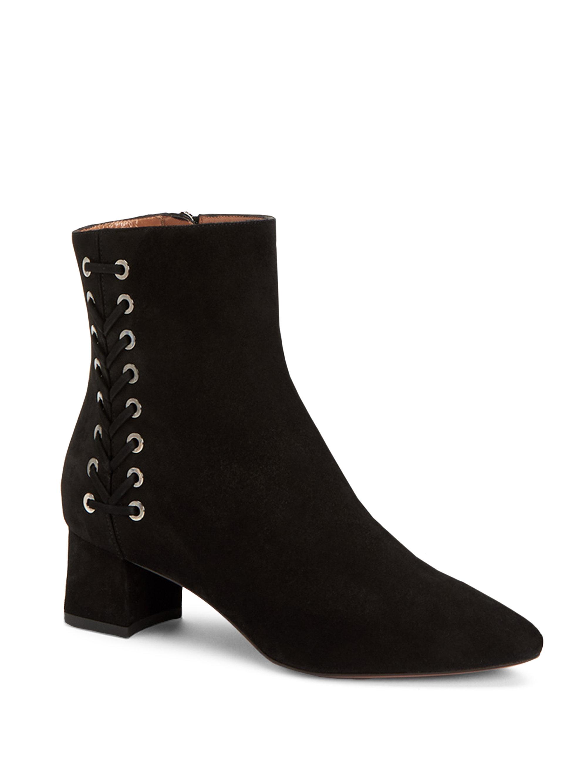 Lyst - Aquatalia Polina Lace-up Suede Booties in Black Gallery