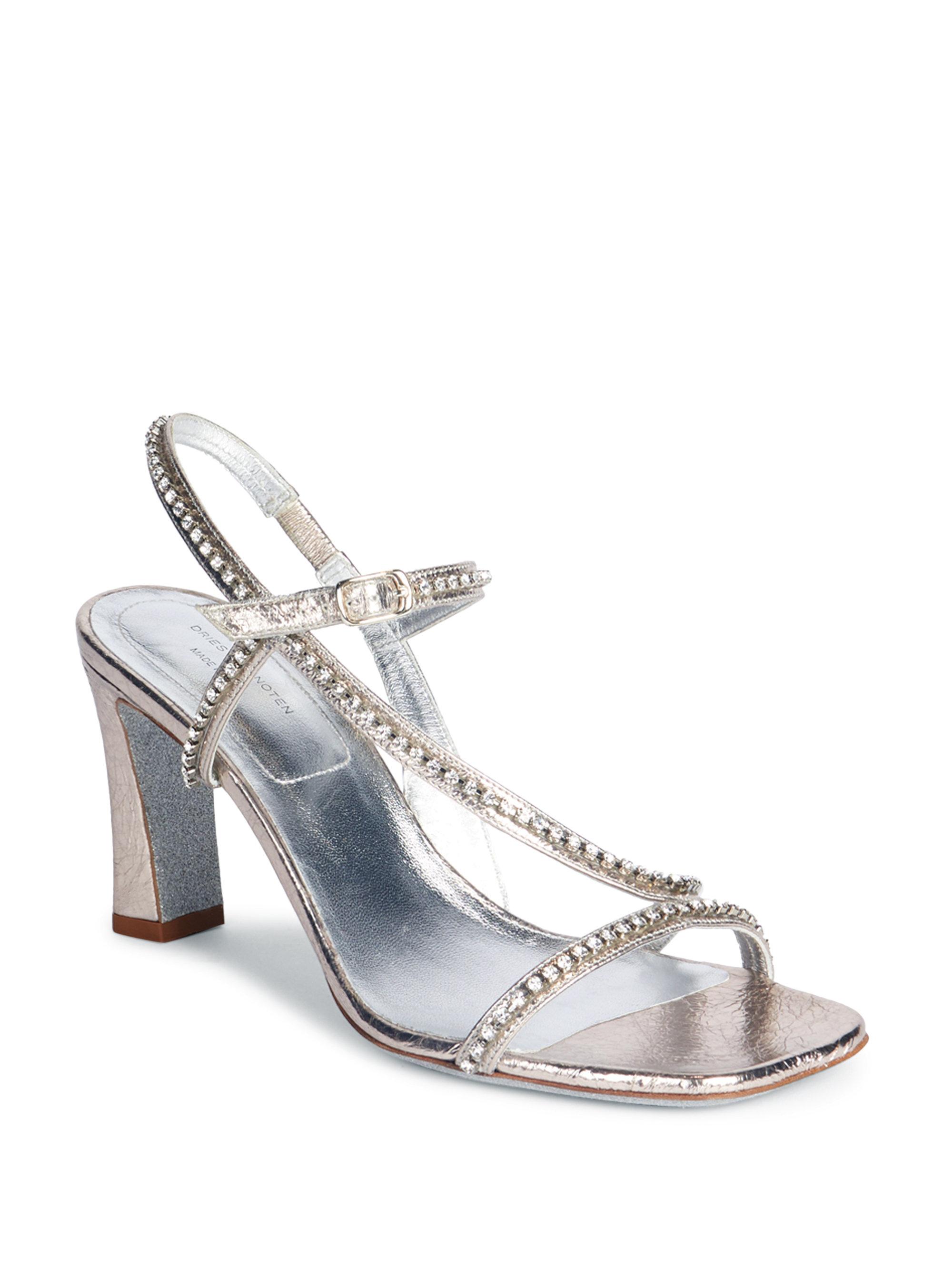 dries noten strappy leather sandals in metallic lyst dries noten strappy leather sandals in metallic lyst