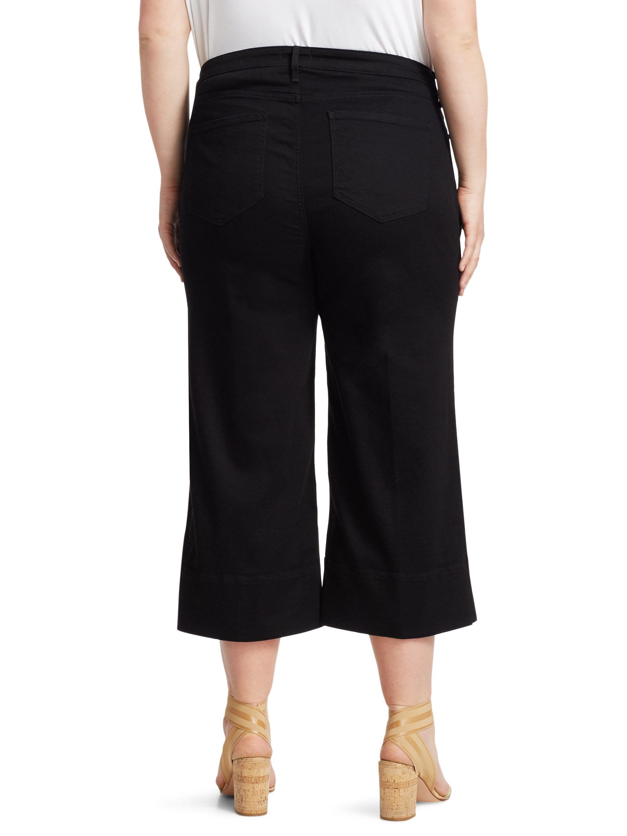 Nydj Plus Size Womens Wide Leg Denim Capris Black In Black Lyst 7927