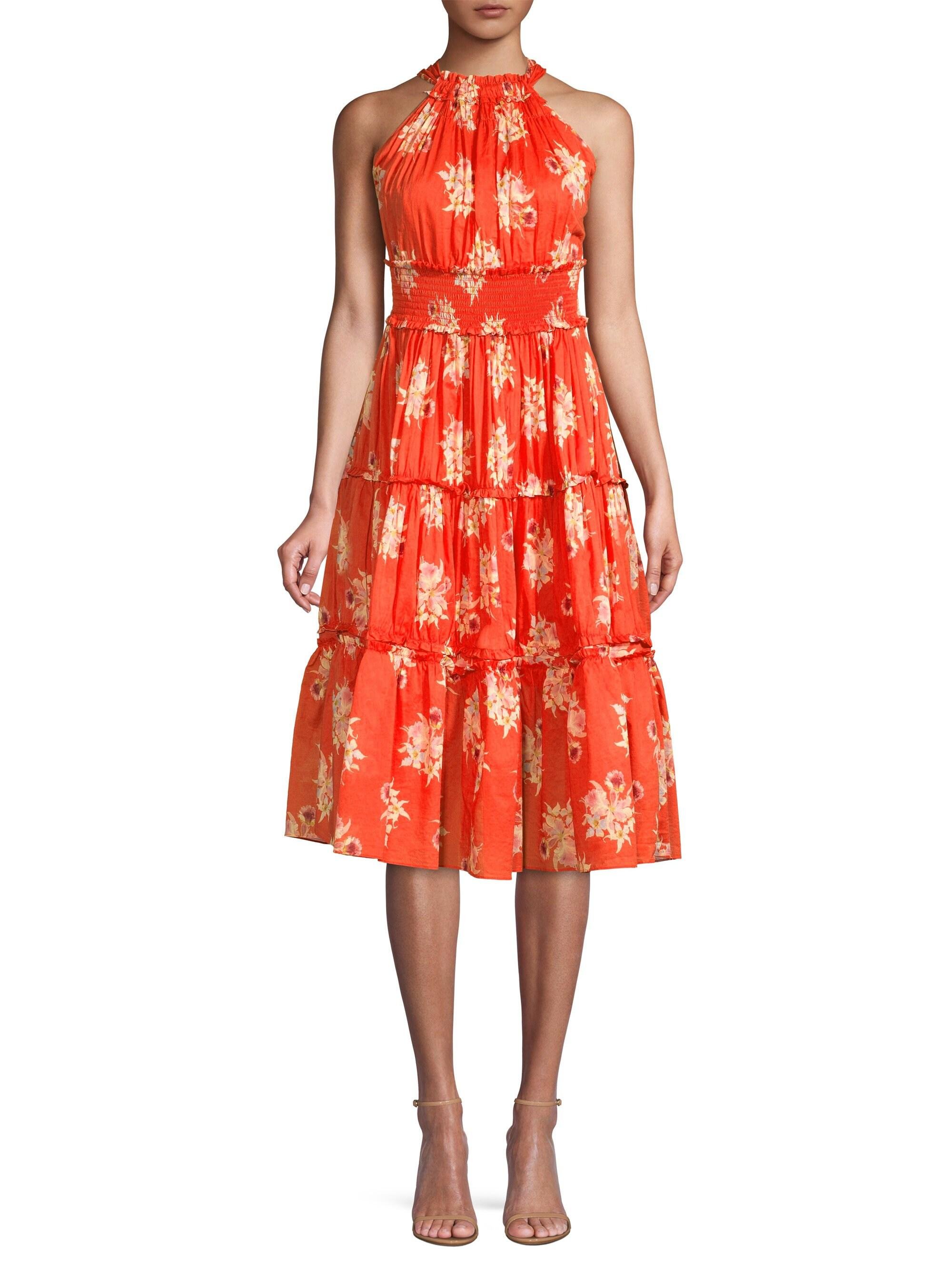 La Vie Rebecca Taylor Catrine Sleeveless Floral Tiered Midi Dress - Lyst