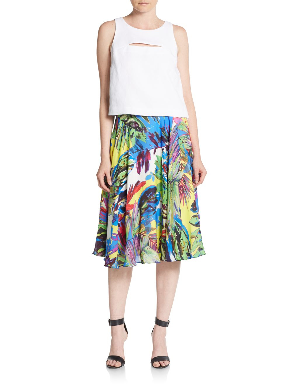 Milly Silk Floral-print Midi Skirt | Lyst