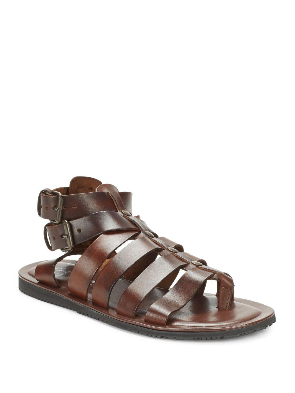 Saks fifth avenue Leather Gladiator Sandals in Brown for Men | Lyst