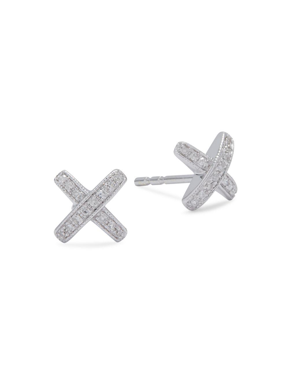 Lyst Kc Designs Diamond 14k White Gold X Shaped Stud Earrings In Kc Designs
