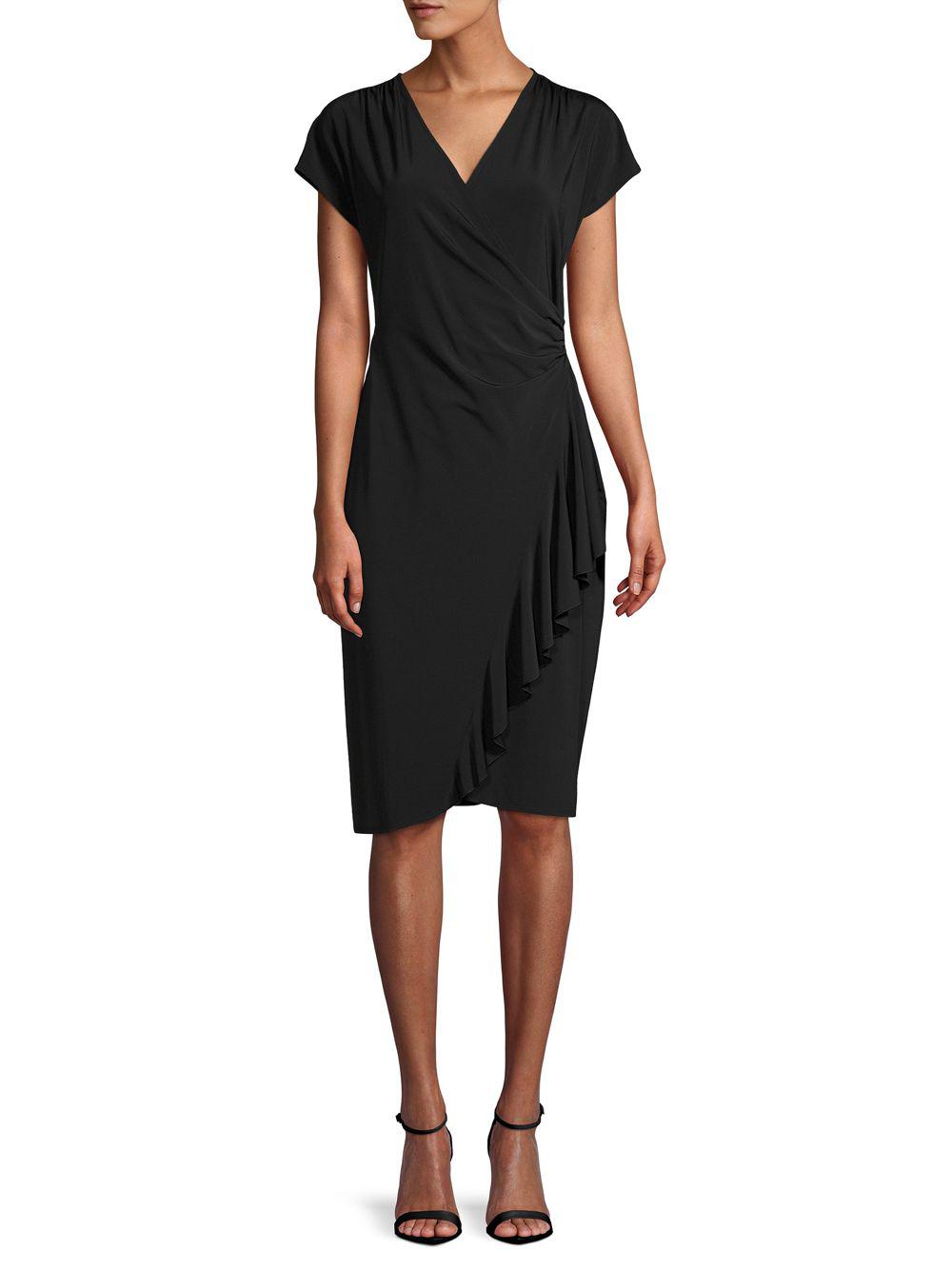 Lyst - Lafayette 148 New York Side Ruffle Knee-length Dress in Black