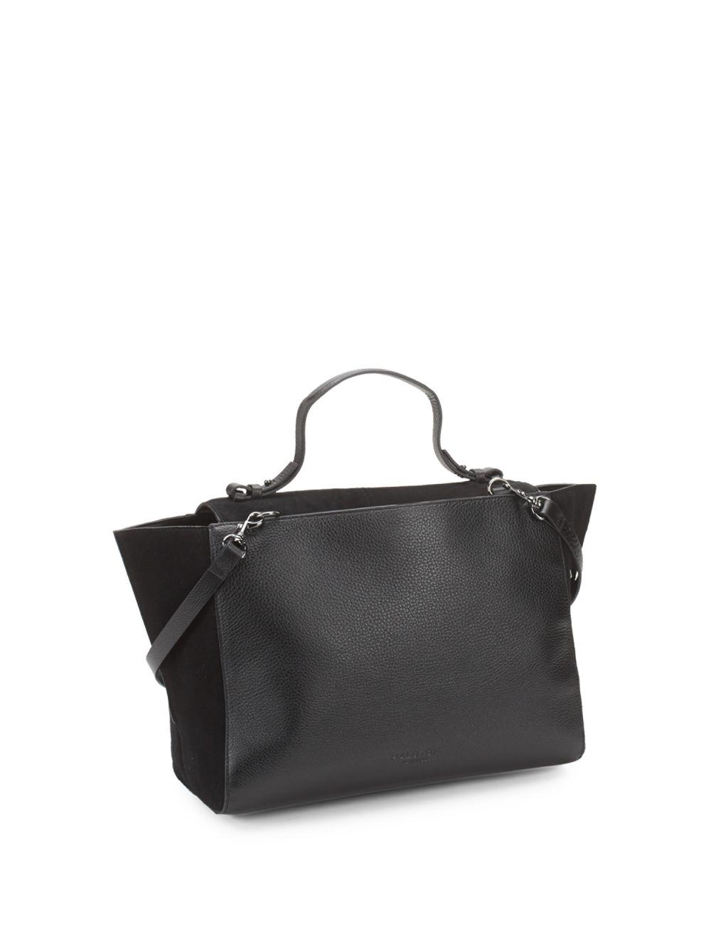 Halston Suede & Leather Tote Bag in Black - Lyst