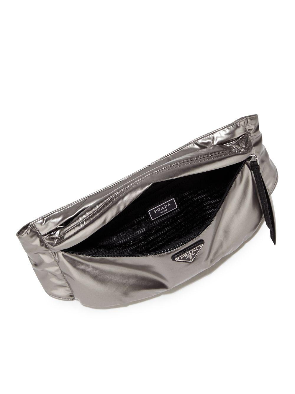 Prada Metallic Logo Belt Bag in Metallic - Lyst