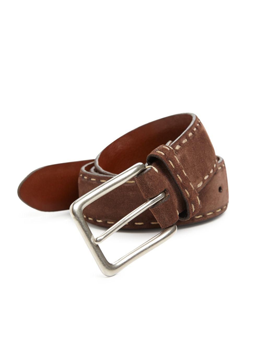 Lyst - Saks Fifth Avenue Collection Contrast Stitch Suede Belt in Brown for Men