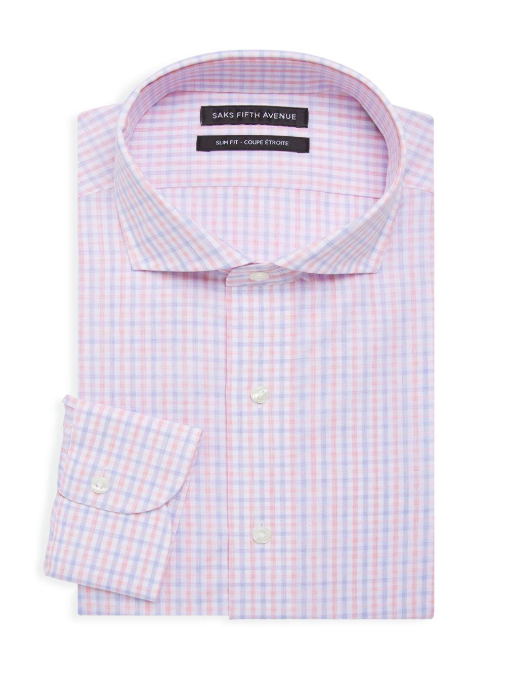 Saks Fifth Avenue Slimfit Plaid Dress Shirt in Pink for Men Lyst