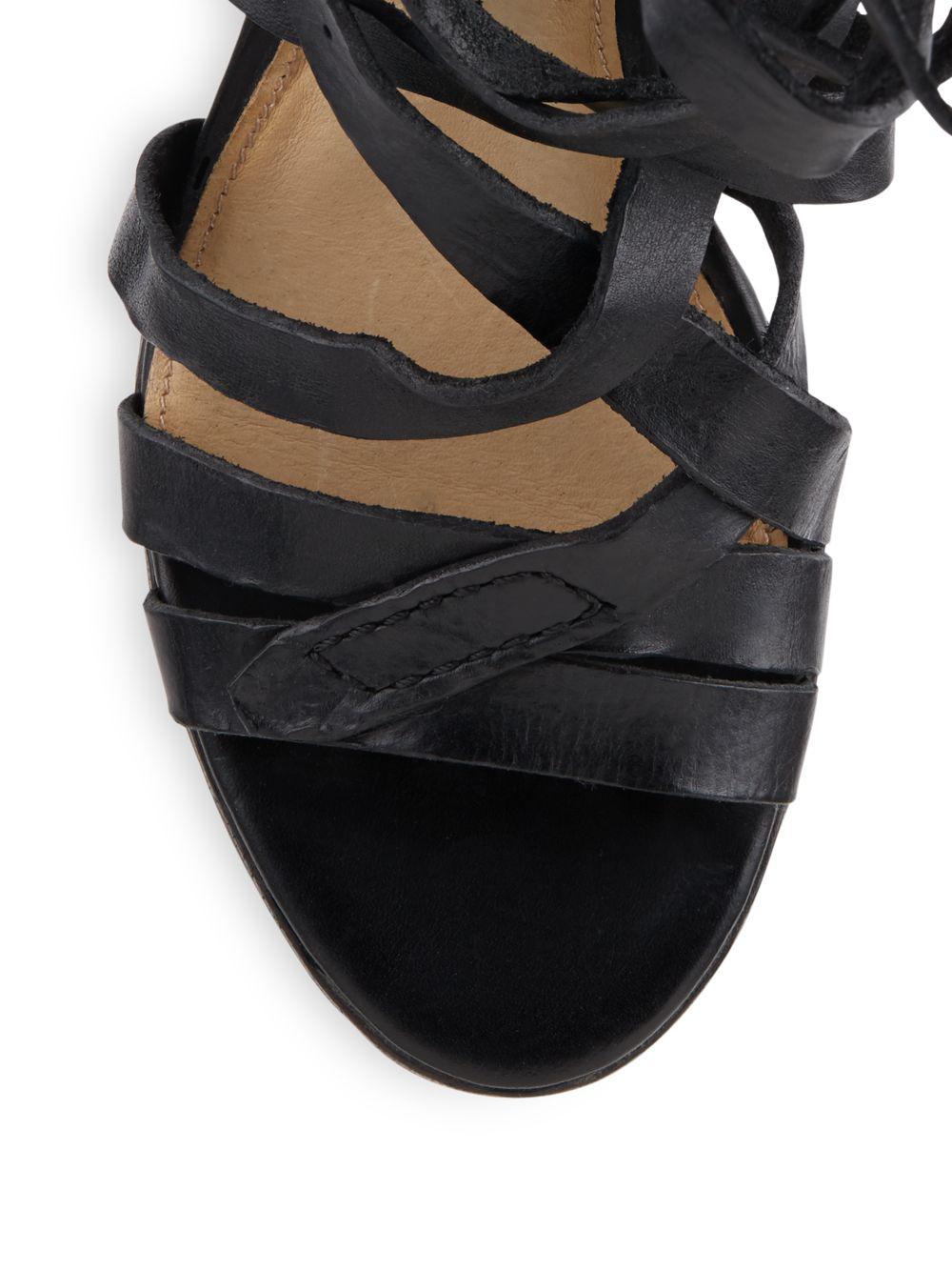 Lyst Frye Mika  Leather Strappy Sandals  in Black