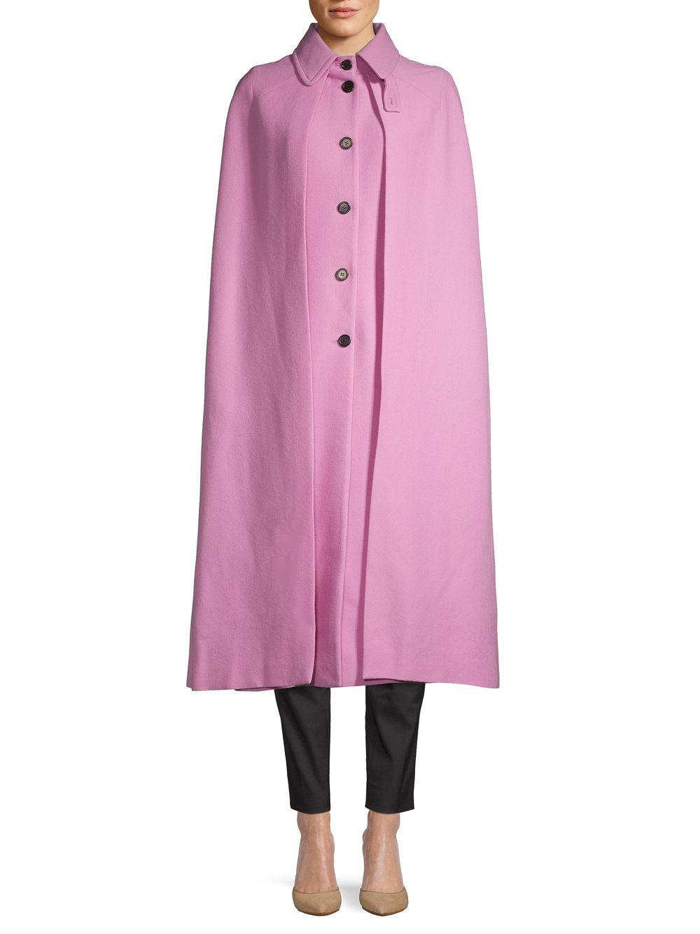 Valentino Virgin Wool Cape Coat in Pink - Lyst