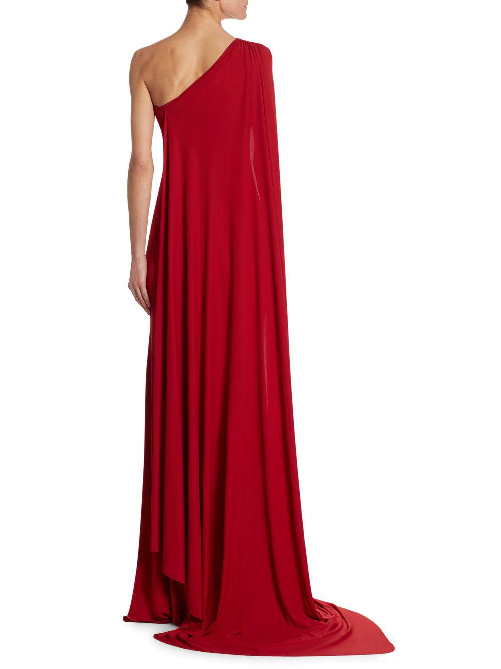 red gown one shoulder