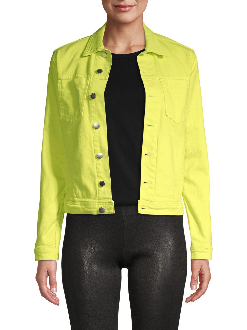 L'Agence Cotton Classic Buttondown Jacket in Yellow Lyst