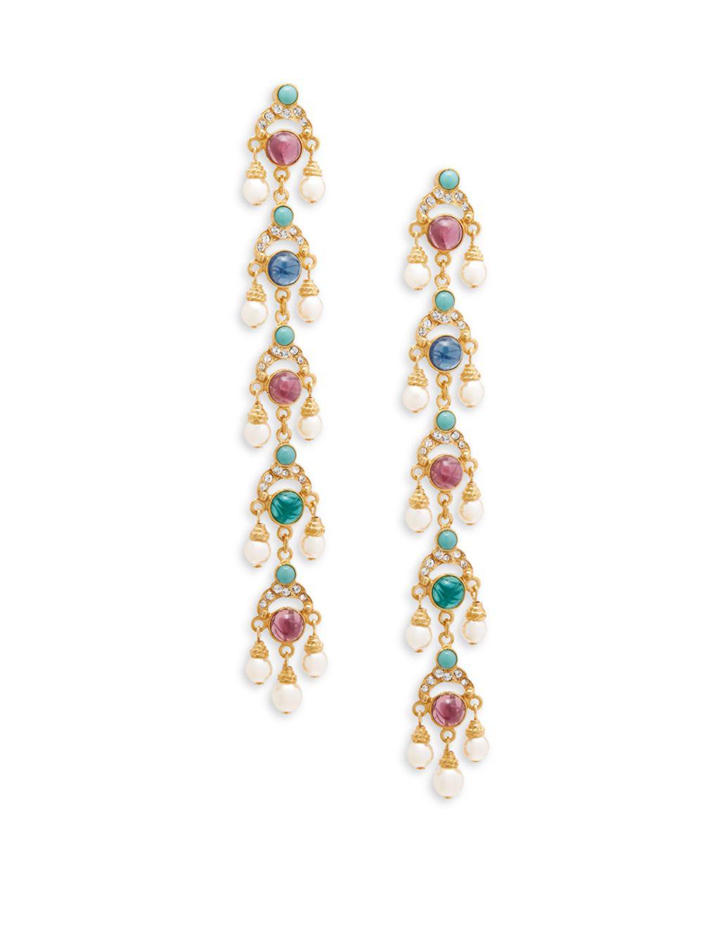 Ben-Amun. Women's Metallic Crystal And Faux Pearl Drop Earrings