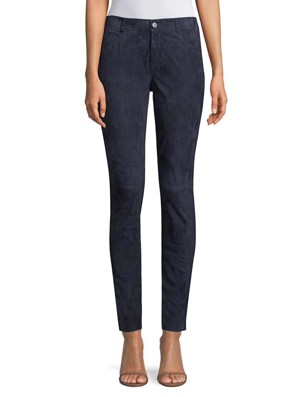 Lafayette 148 New York Mercer Suede Front Pants in Blue - Lyst
