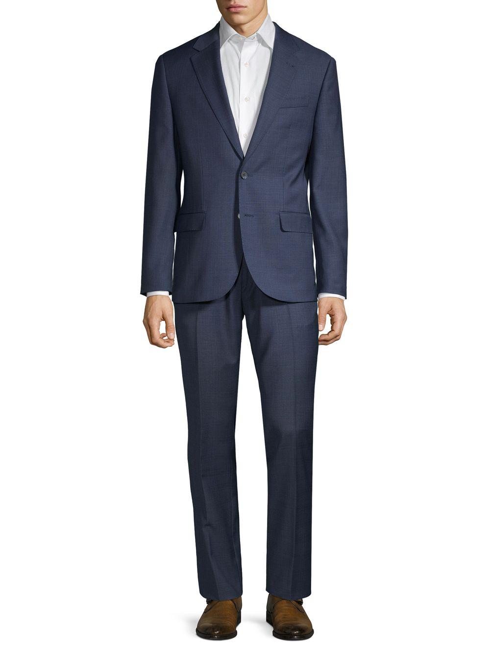 Karl Lagerfeld Slim-fit Textured Wool-blend Suit in Blue for Men - Lyst