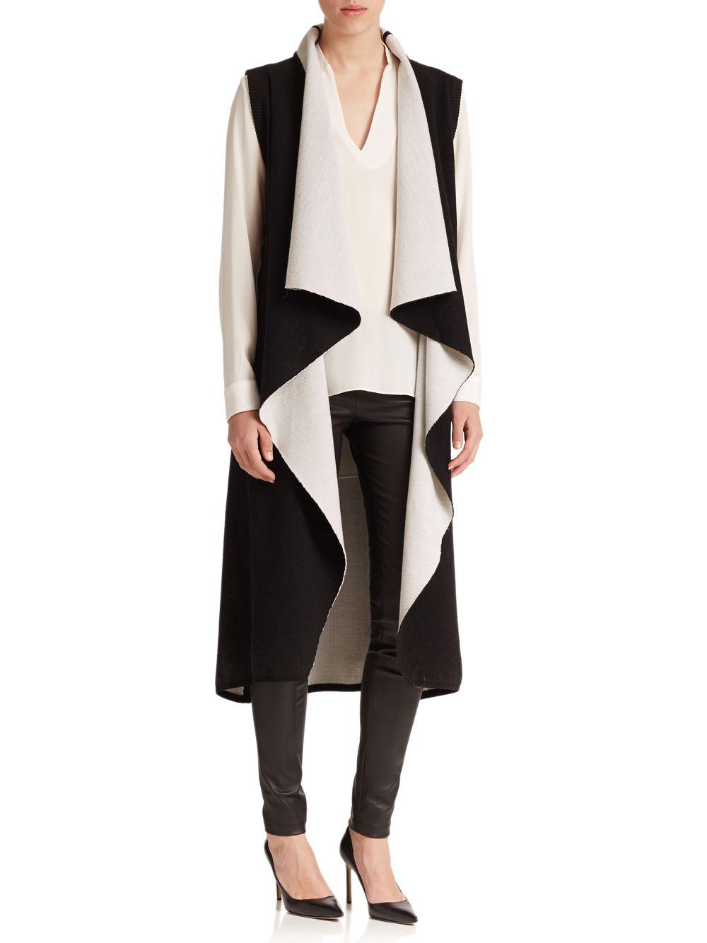 Alice Olivia Emelda Draped Sweater Vest In Black Lyst