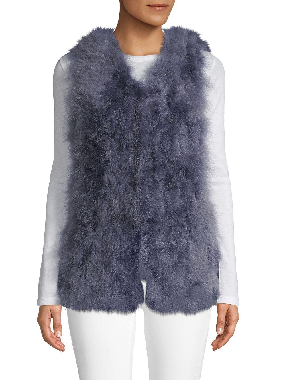 Belle Fare Ostrich Feather Vest In Gray - Lyst