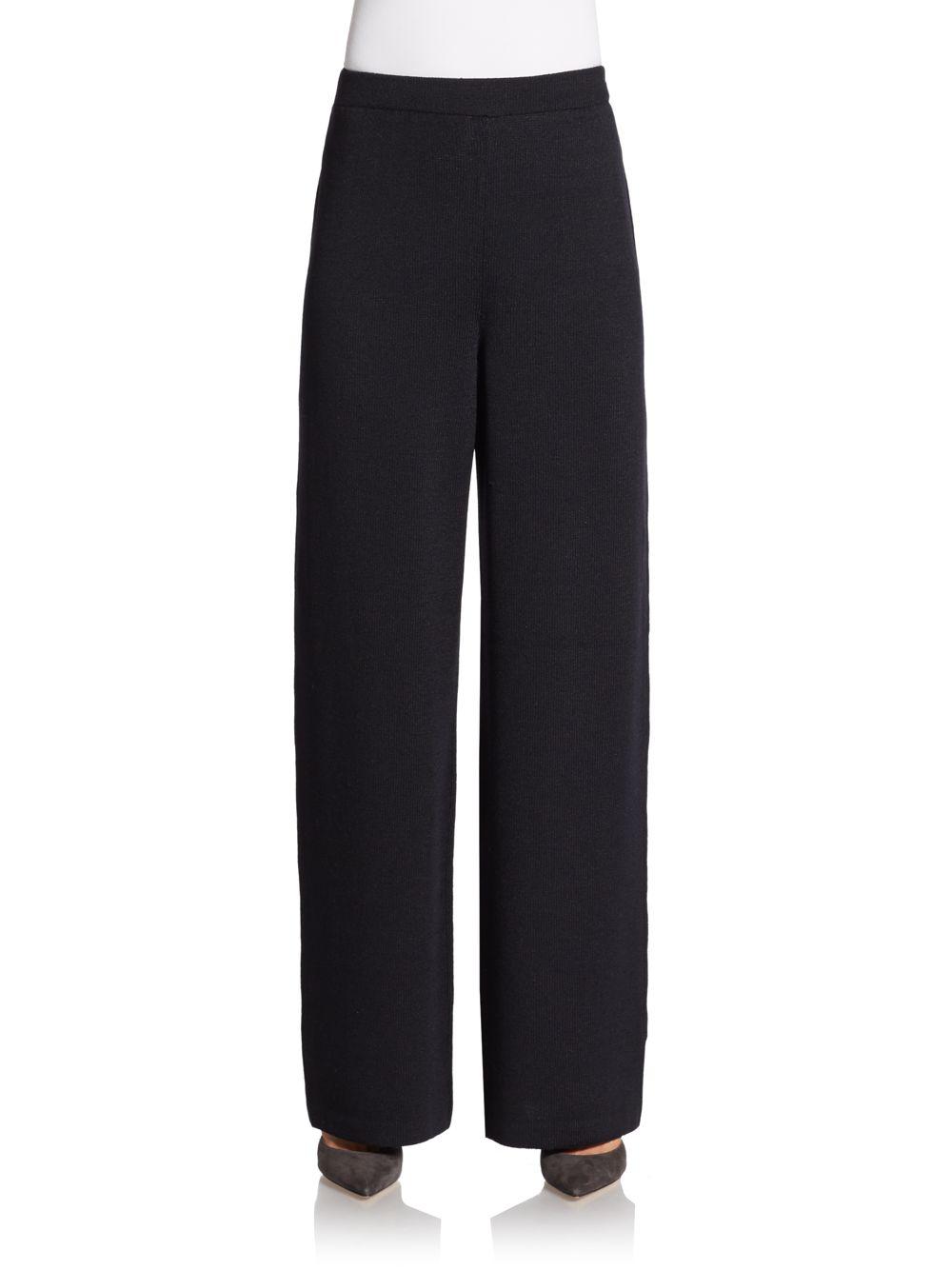 Lyst St. John Santana Knit Wideleg Pants in Black