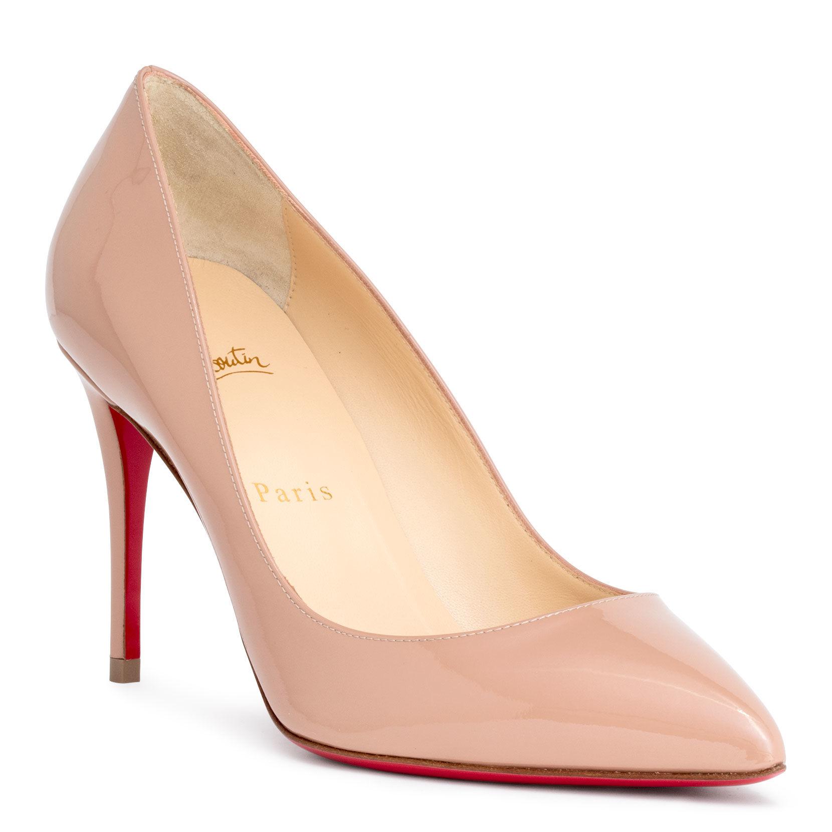 Christian Louboutin Pigalle Follies 85 Beige Patent Pumps in Natural - Lyst
