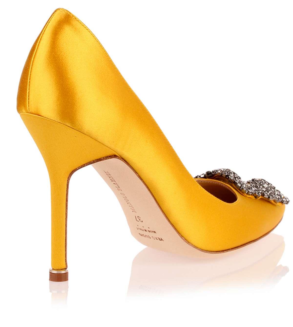 Lyst - Manolo Blahnik Hangisi Satin Pump Yellow Us in Yellow