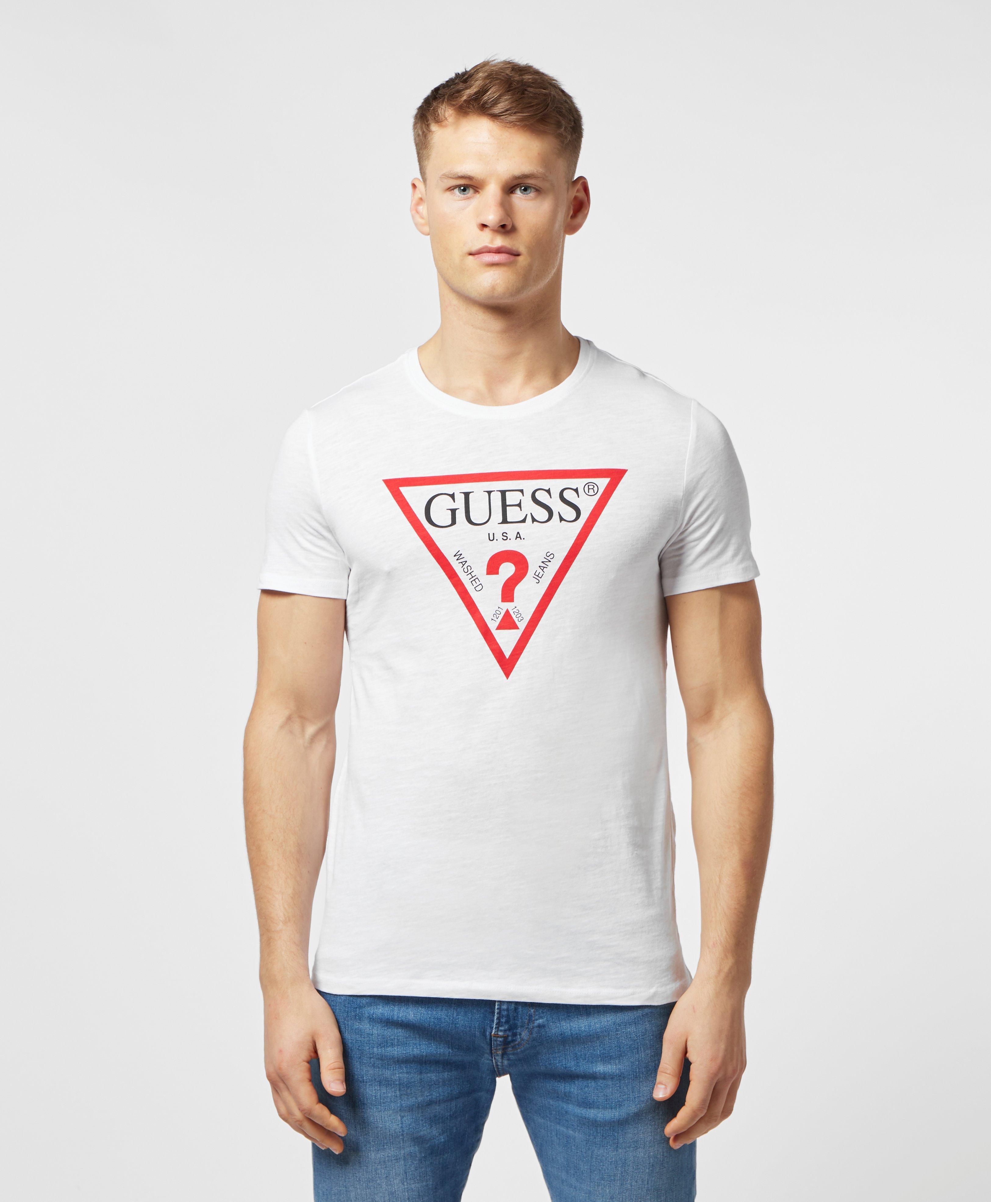 Guess Core Tri Logo Short Sleeve T-shirt in White for Men - Lyst