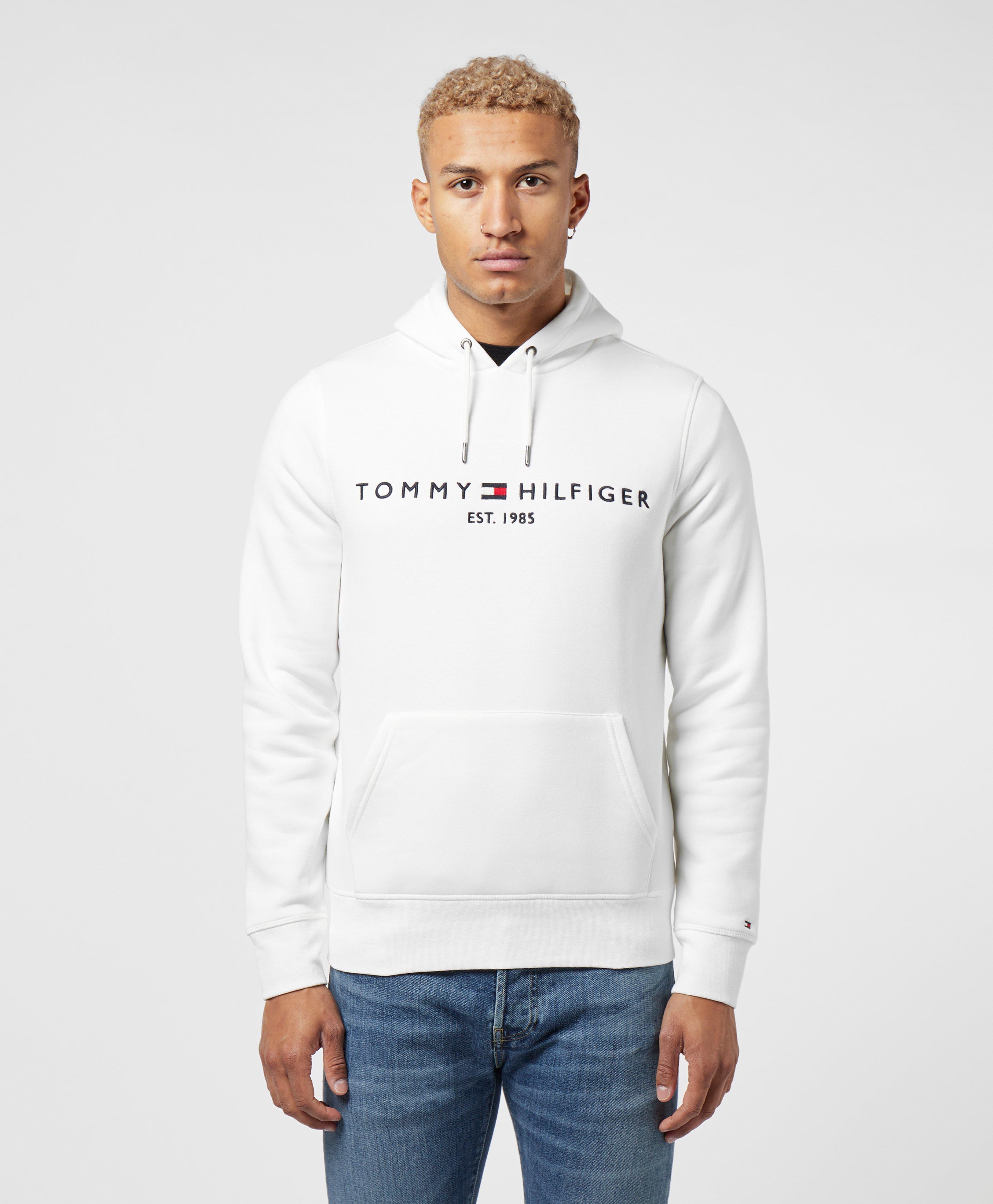Tommy Hilfiger Logo Overhead Hoodie in White for Men - Lyst