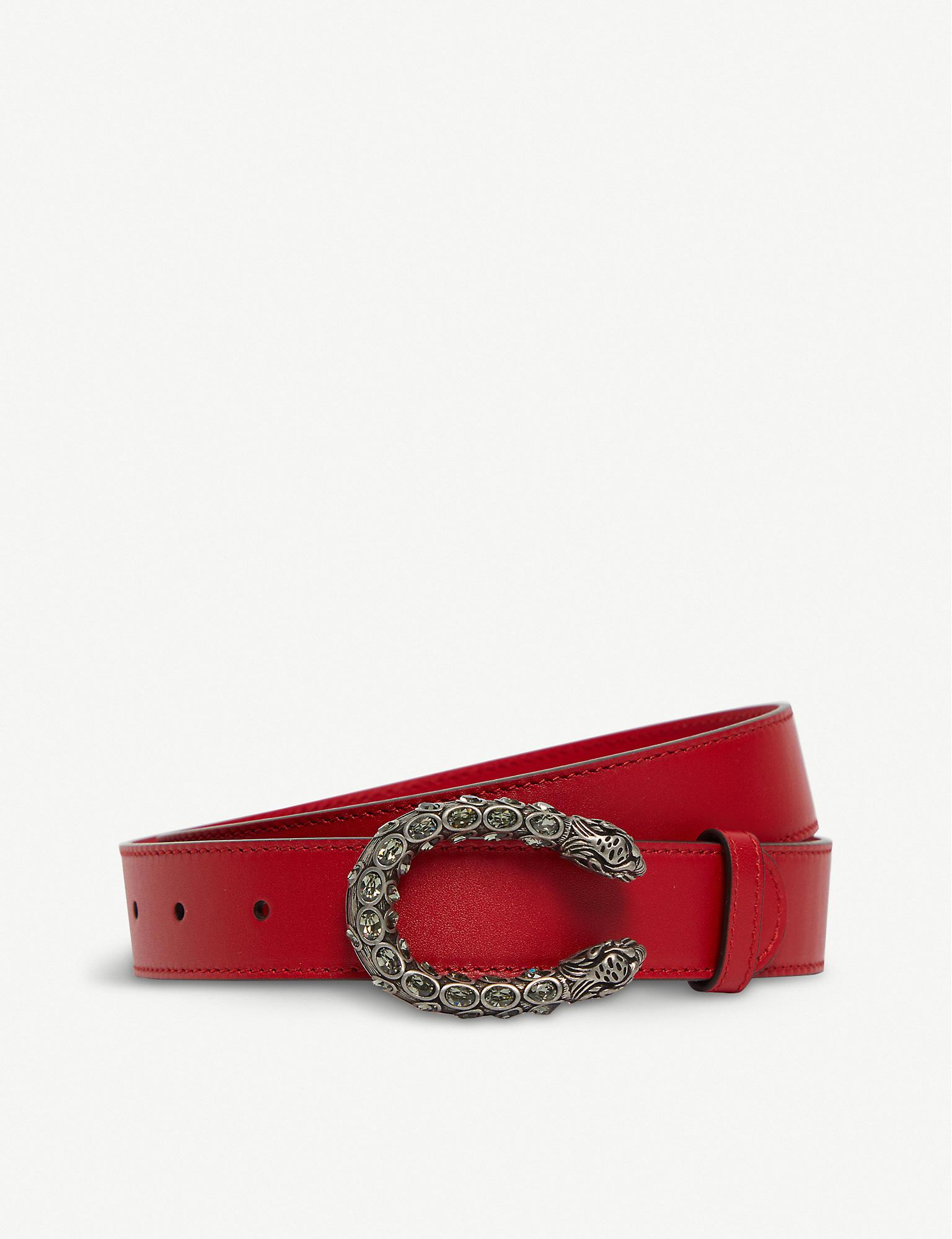 Gucci Dionysus Leather Belt in Red - Lyst