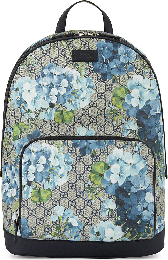 Gucci Gg Blooms Supreme Small Backpack in Blue | Lyst