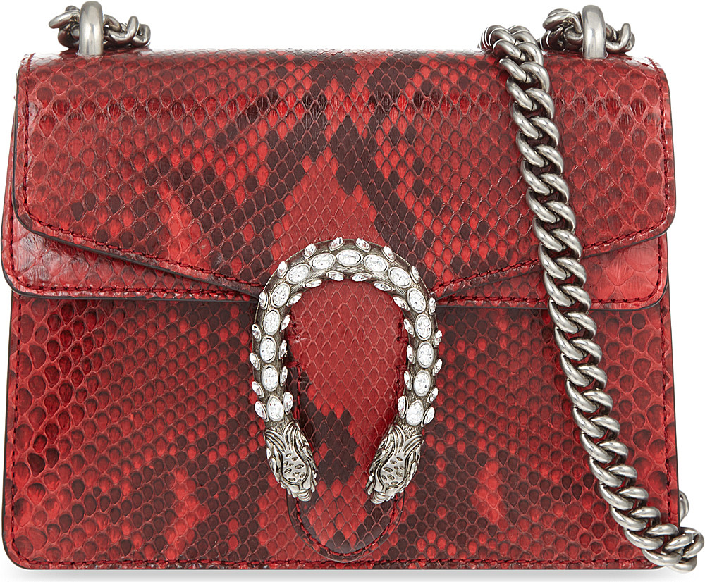 Gucci Dionysus Swarovski Snakeskin Shoulder Bag in Red | Lyst