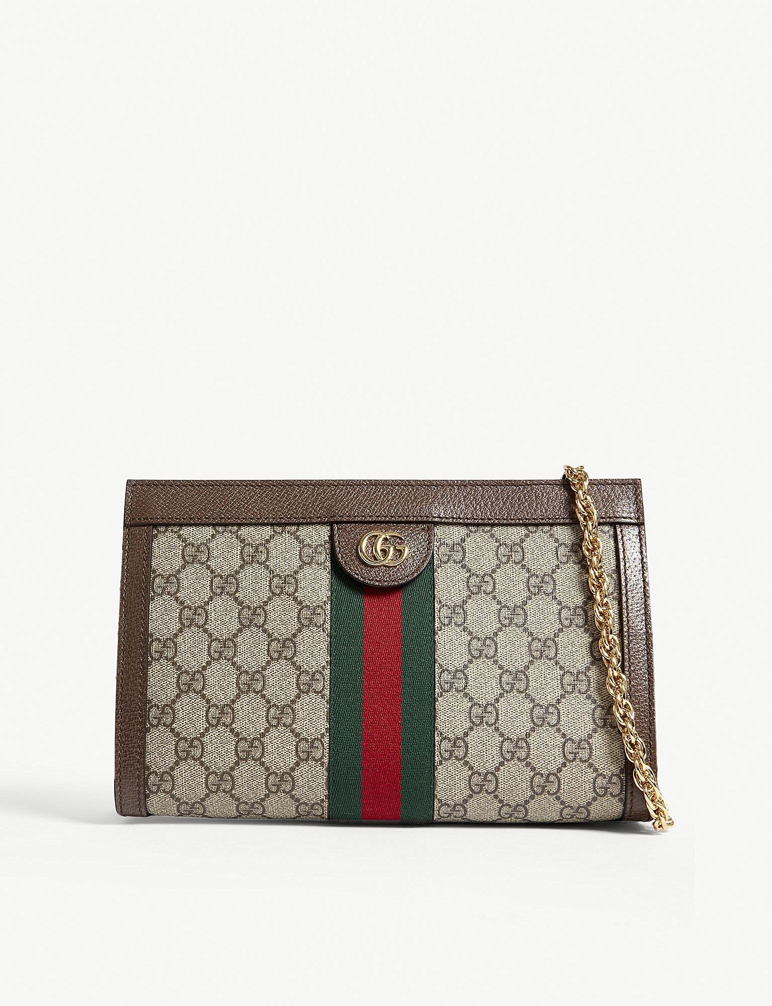 Lyst - Gucci Web Stripe Small Gg Supreme Shoulder Bag in Brown
